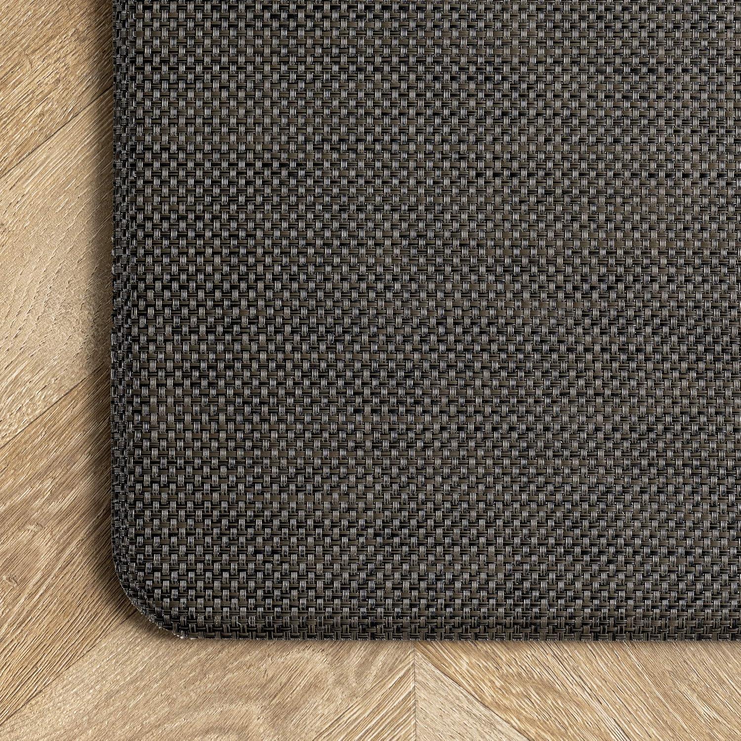 Dark Brown PVC and Polyester Anti-Fatigue Kitchen Mat