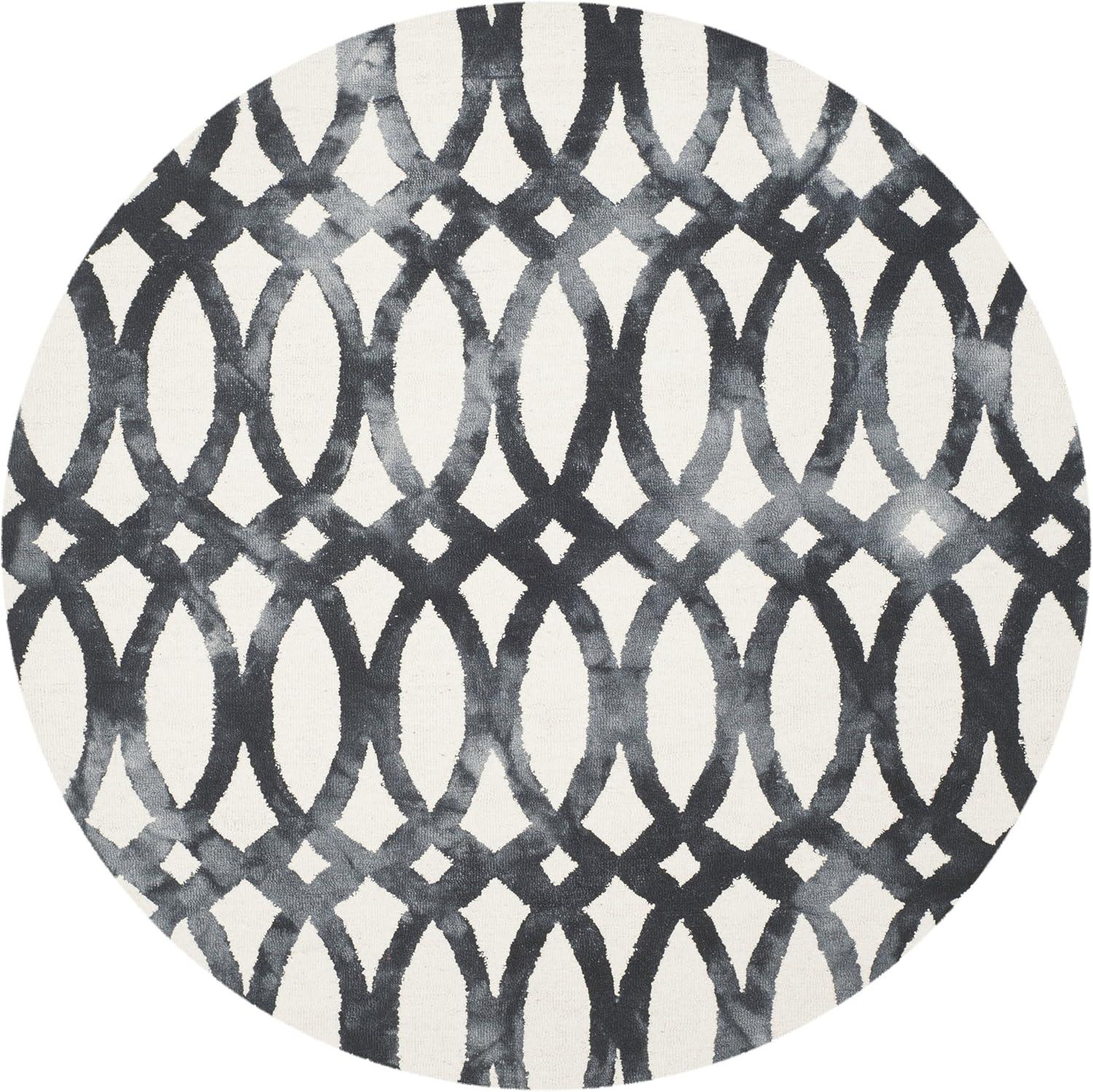 Dip Dye DDY675 Hand Tufted Area Rug - Ivory/Graphite - 7' round - Safavieh.