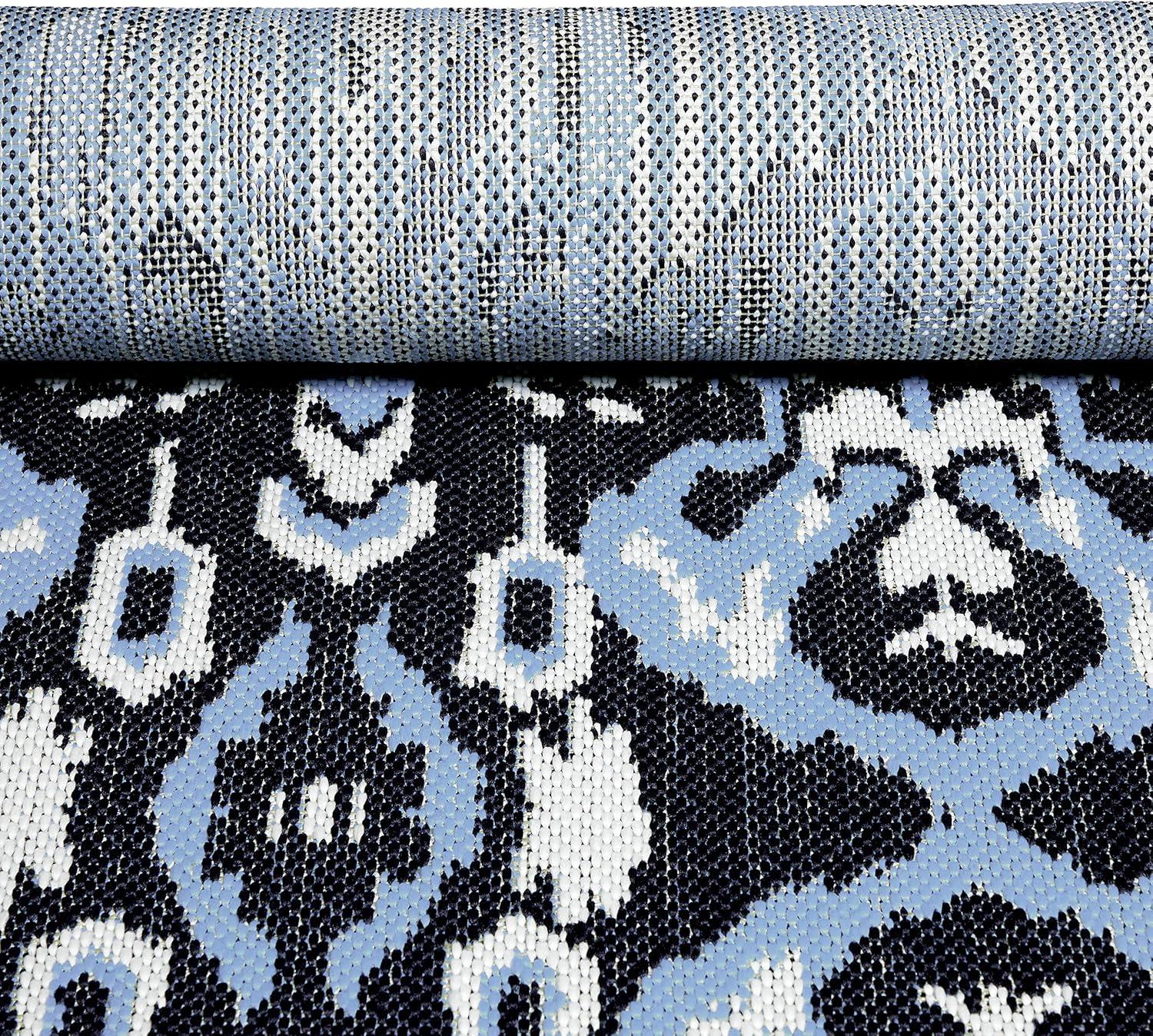 Ikat Island Blue and White Synthetic 5' x 8' Rug