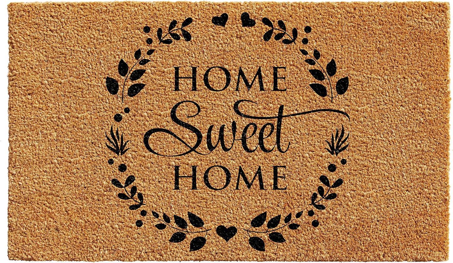 Calloway Mills 102251729 17 x 29 in. Sweet Wreath Rectangular Doormat, Natural & Black