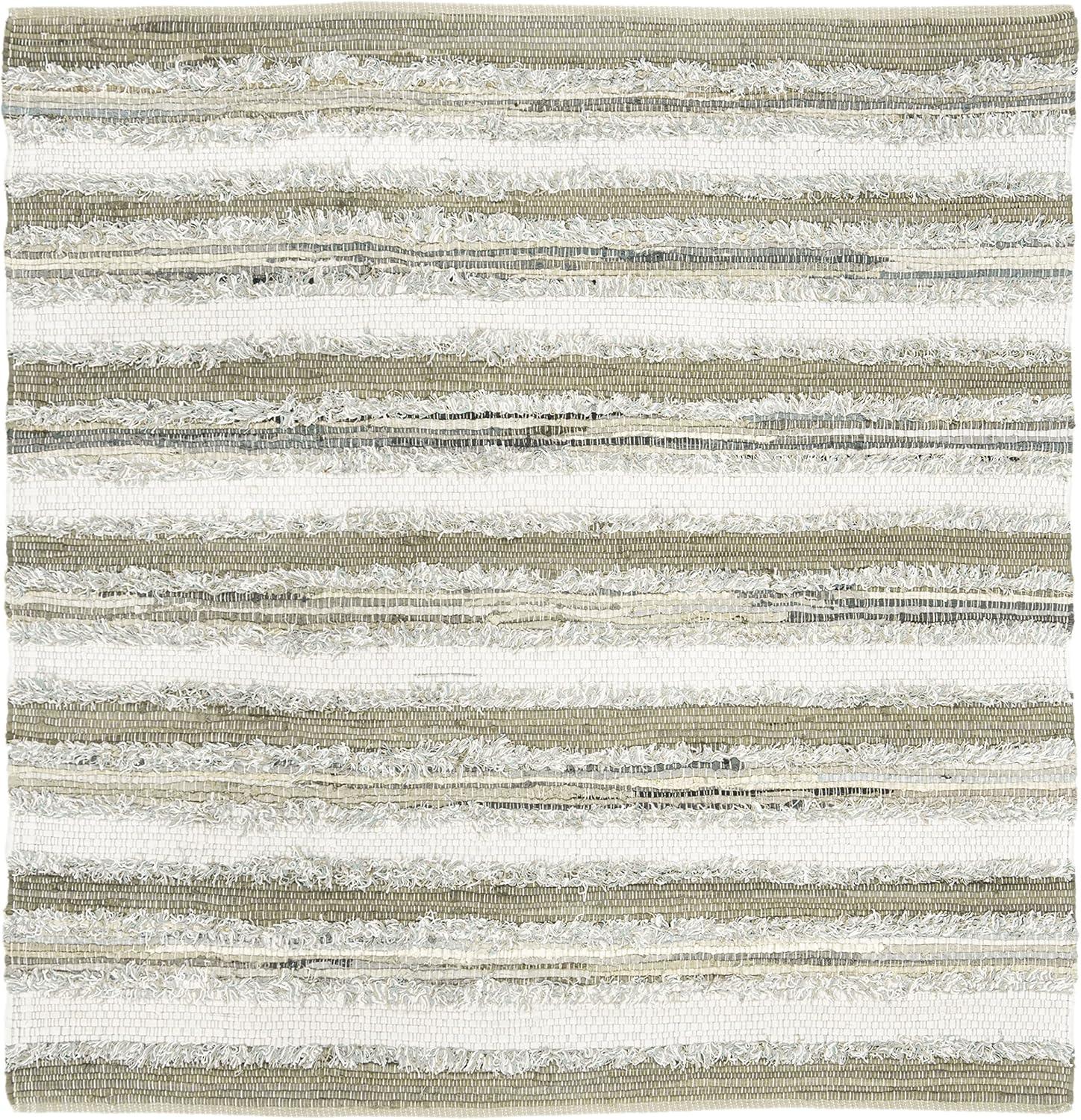 SAFAVIEH Montauk Coilean Striped Cotton Area Rug, Beige/Multi, 6' x 6' Square