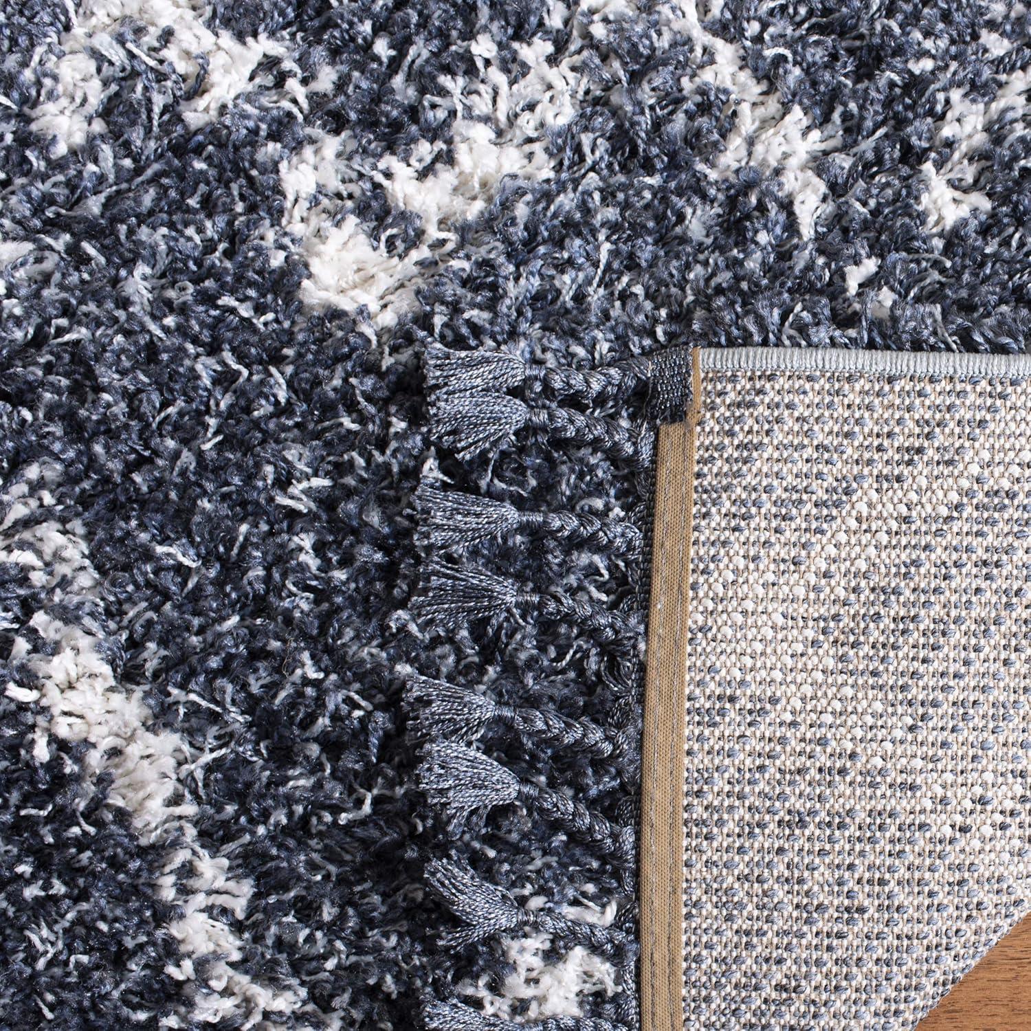 Pro Lux Shag PLX434 Power Loomed Indoor Area Rug - 5'x8' - Blue/Creme - Safavieh