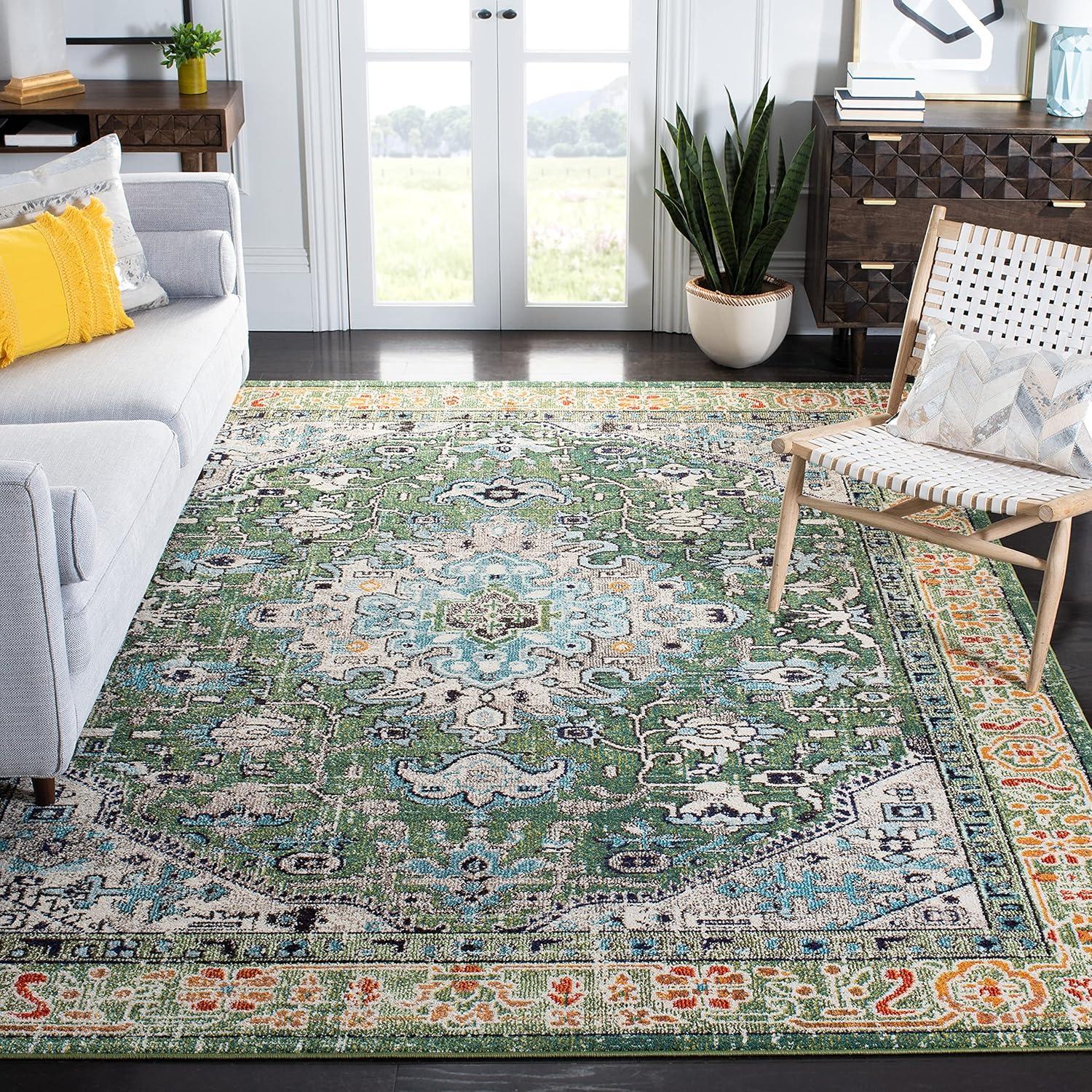 Madison MAD474 Power Loomed Indoor Area Rug - Green/Turquoise - 6'x9' - Safavieh