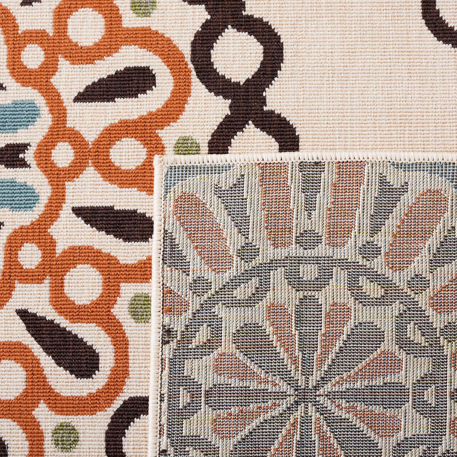 Veranda VER092 Power Loomed Indoor/Outdoor Accent Rug - Cream/Terracotta - 2'7"x5' - Safavieh