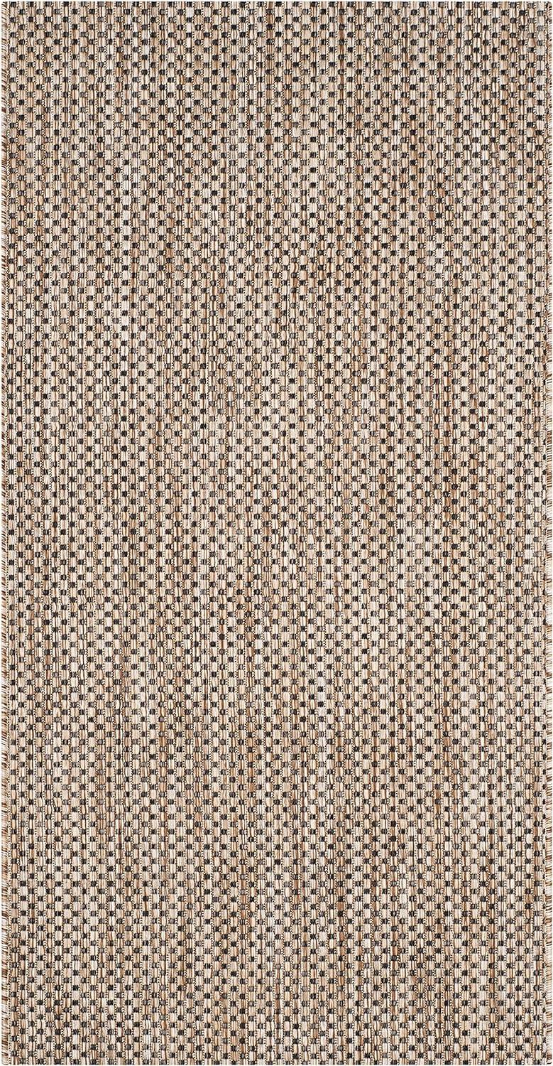 Natural & Black Synthetic Easy-Care Rectangular Area Rug, 4' x 5'7"