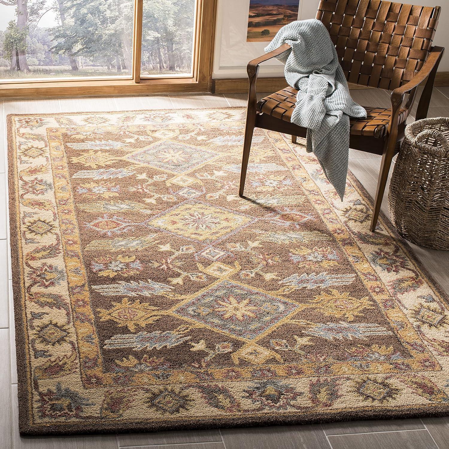 Antiquity AT502 Hand Tufted Area Rug - Dark Brown/Ivory - 3'x5' - Safavieh.