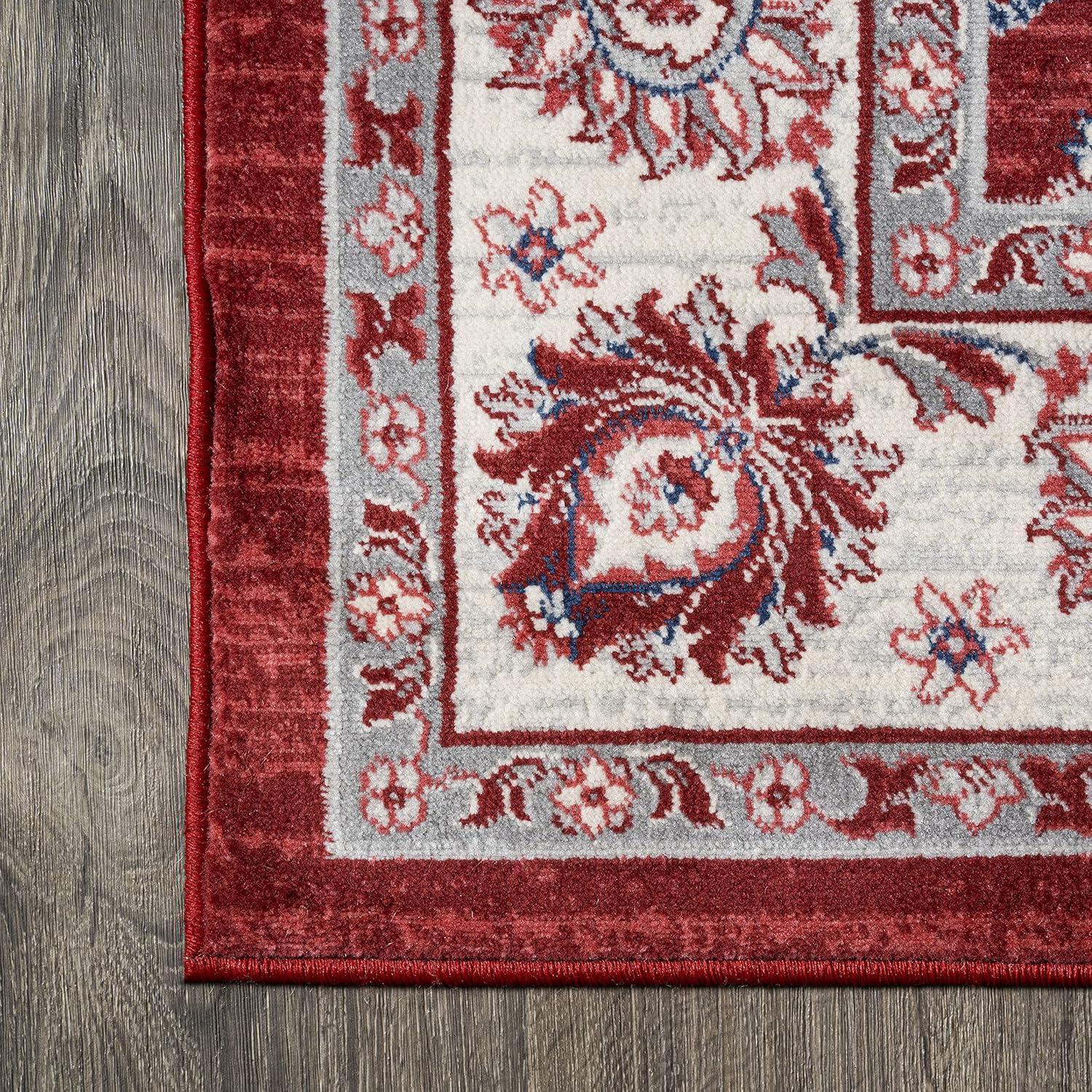 6' x 6' Modern Persian Vintage Moroccan Traditional Area Rug, Red/Ivory - JONATHAN Y