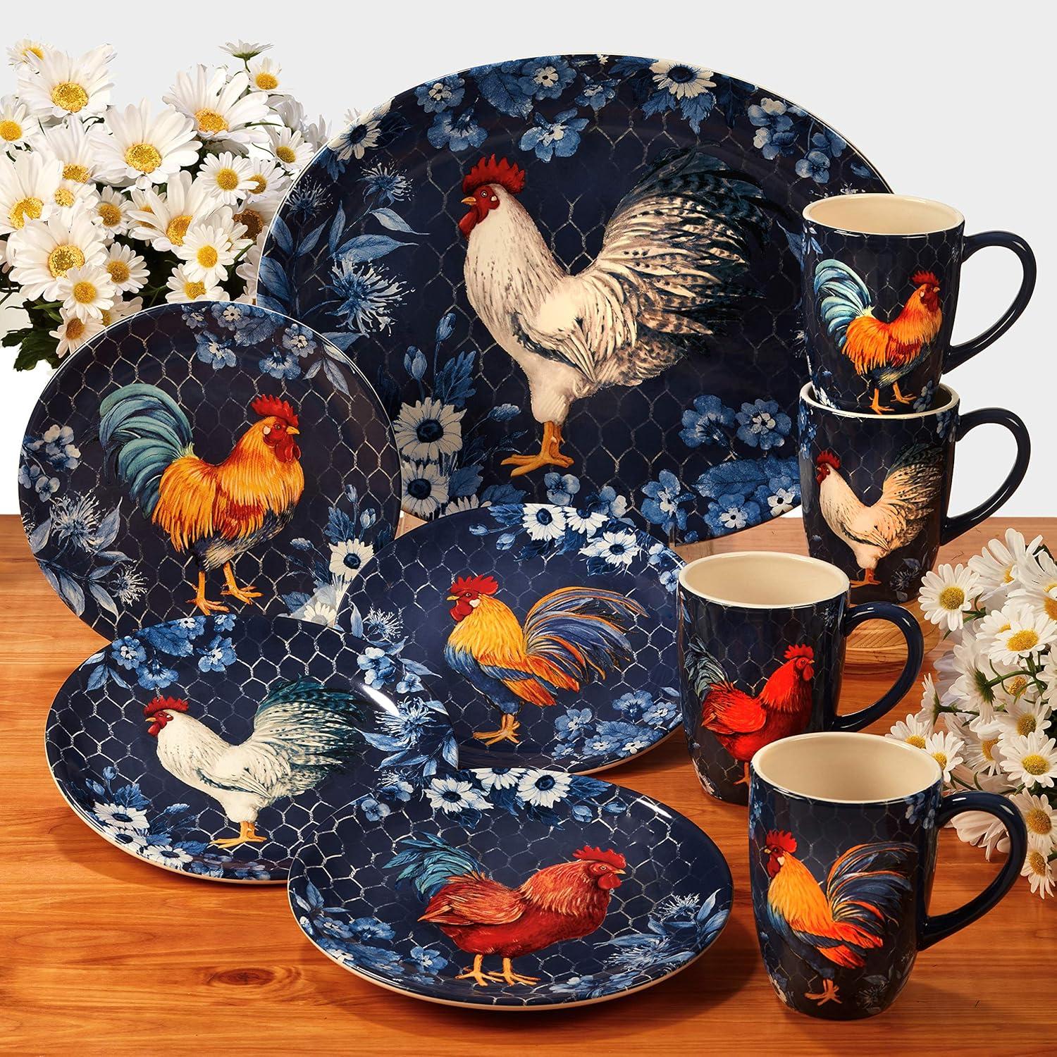 Certified International  Indigo Rooster 16-piece Dinnerware Set, Service for 4