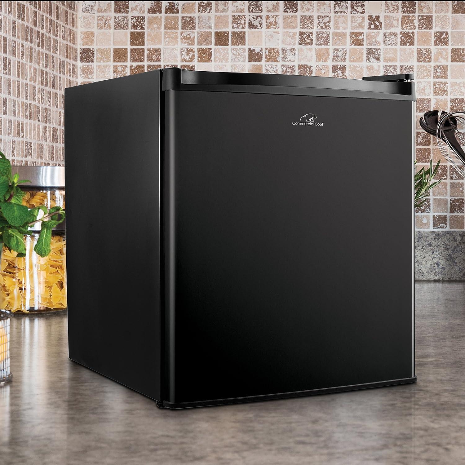 Commercial Cool 1.6 Cubic Foot Compact Mini Refrigerator with Freezer, Black