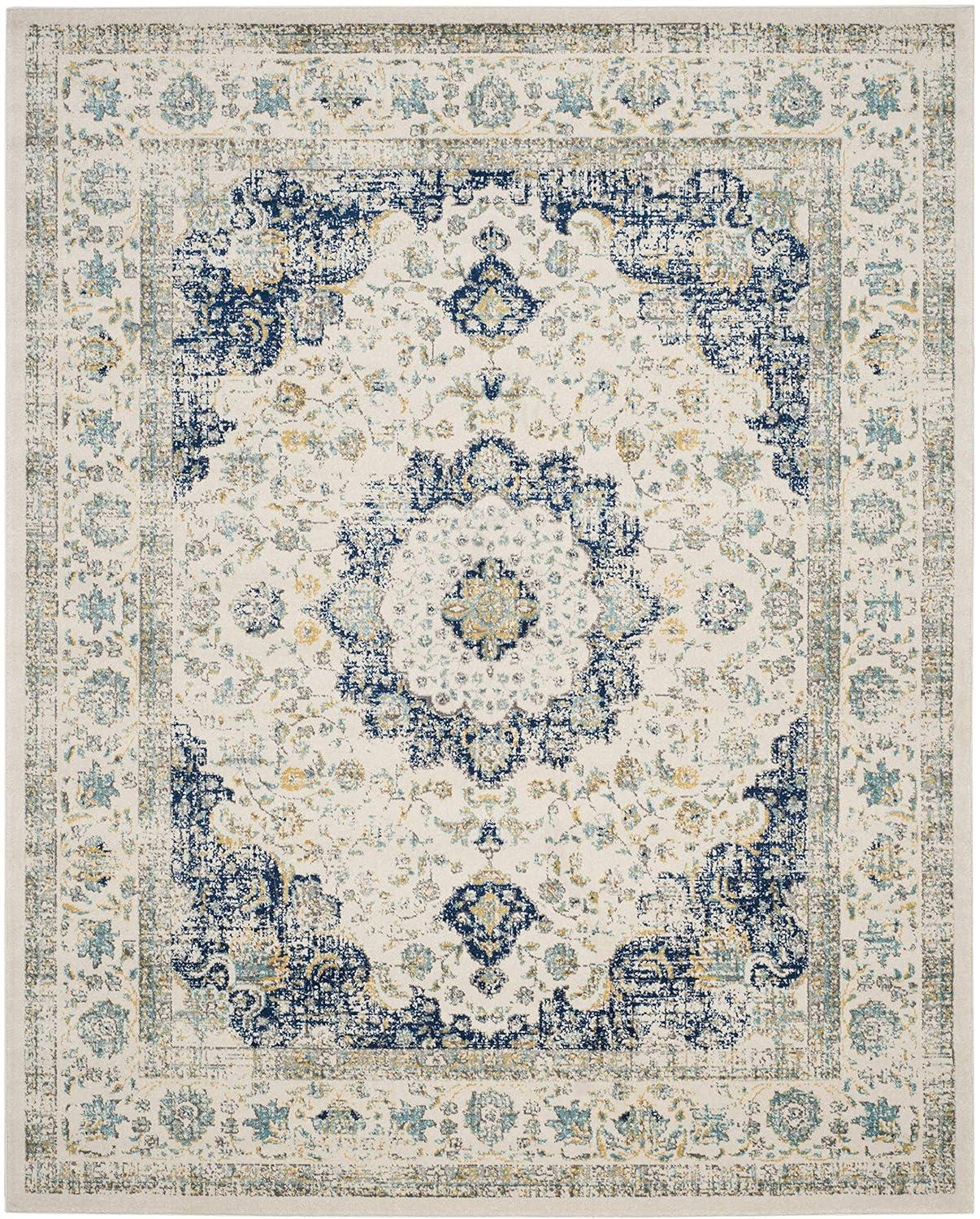 Evoke EVK220 Power Loomed Area Rug - Ivory/Blue - 8'9"x11'9" - Safavieh.