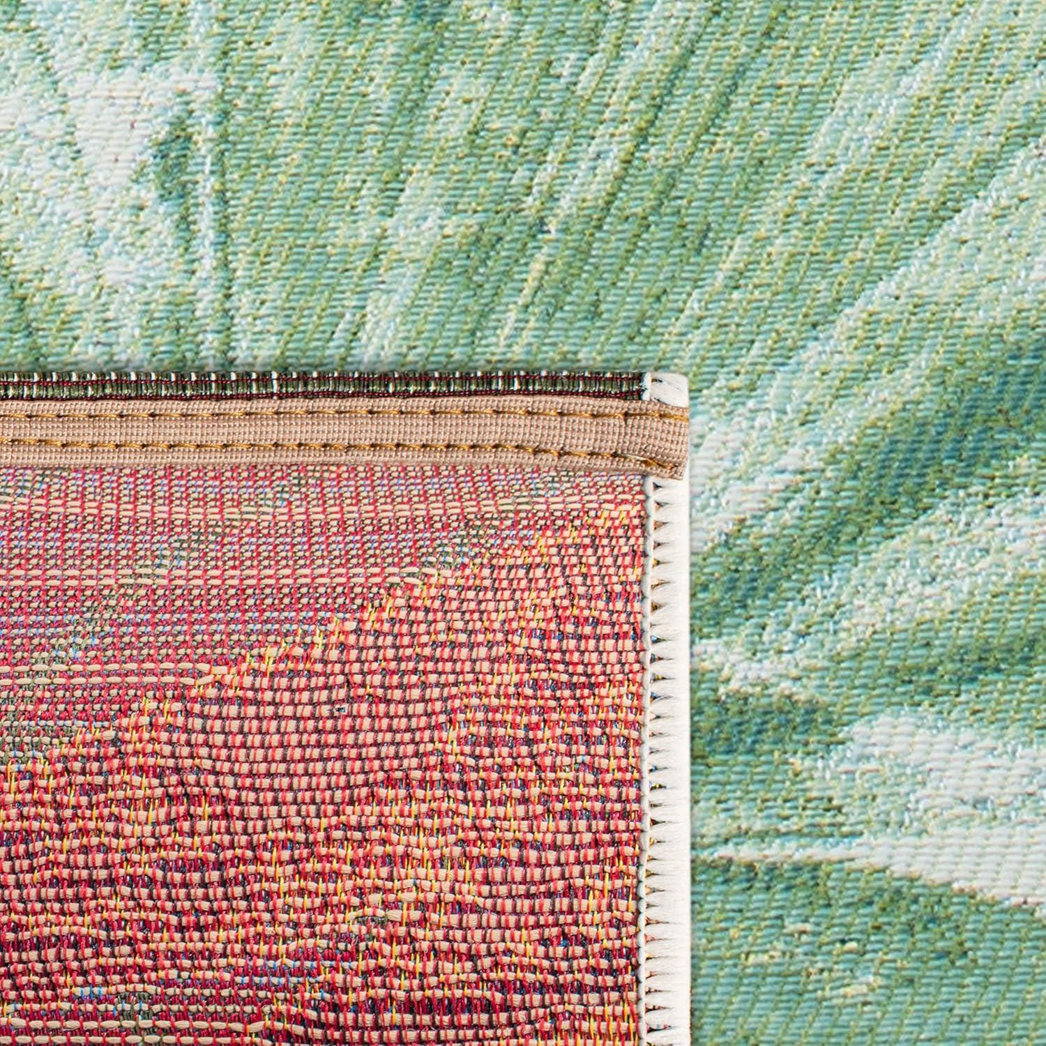 Barbados BAR590 Power Loomed Indoor/Outdoor Area Rug - Green/Teal - 5'3"x7'6" - Safavieh.