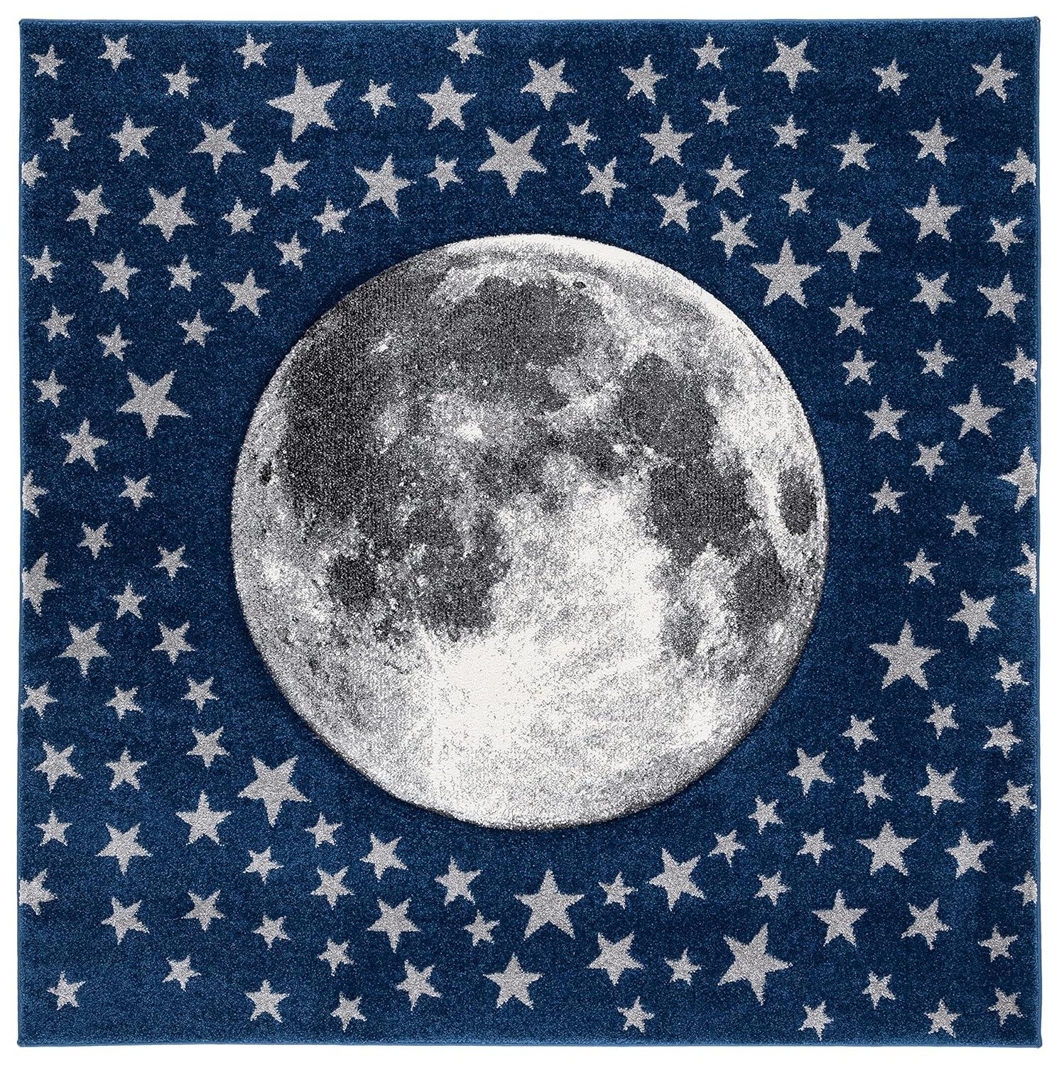 Carousel Kids CRK135 Power Loomed Area Rug - Navy/Grey - 5'3"x5'3" - Safavieh.