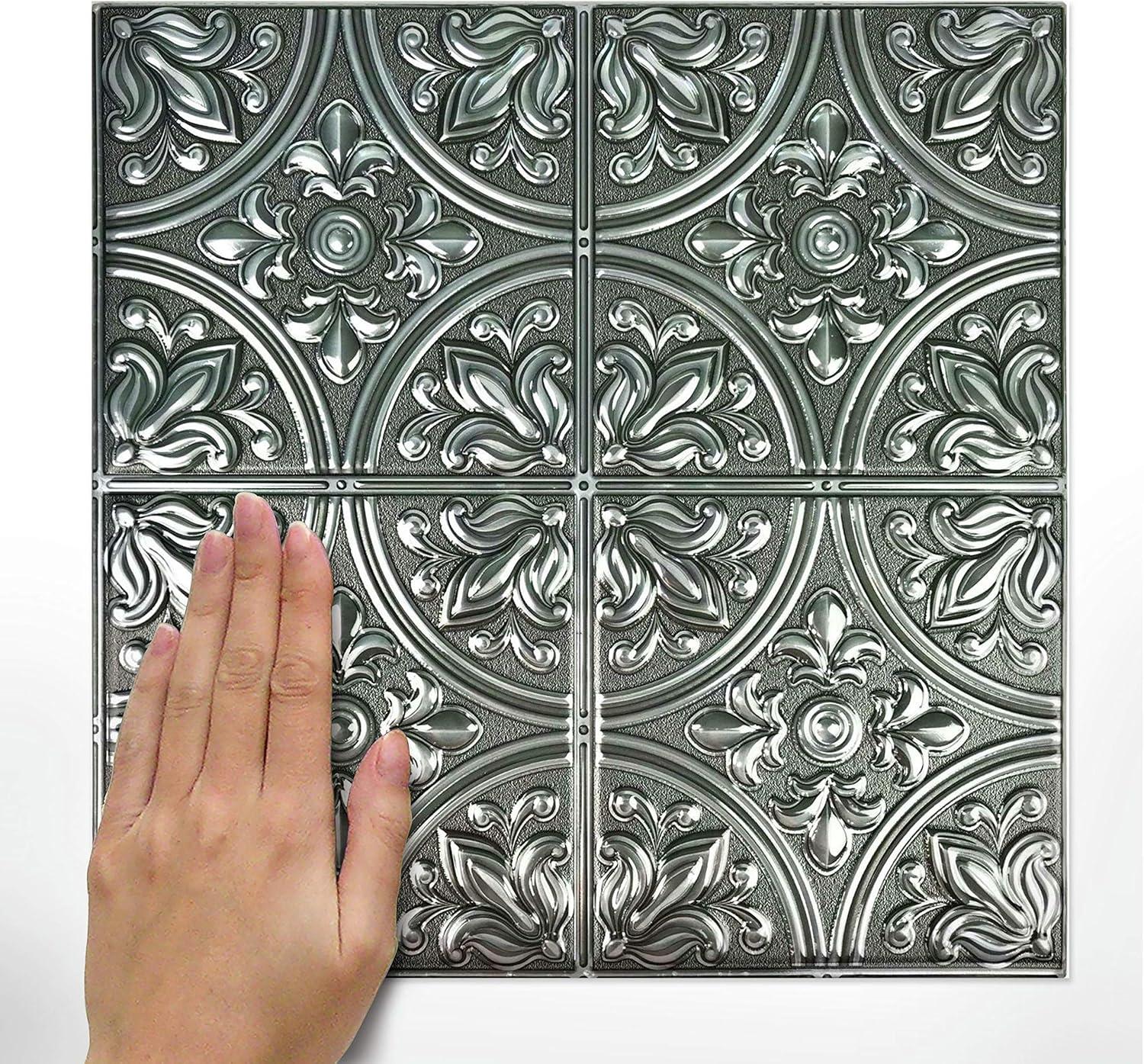 10.5'' W x 10.5'' L PVC Peel and Stick Field Tile