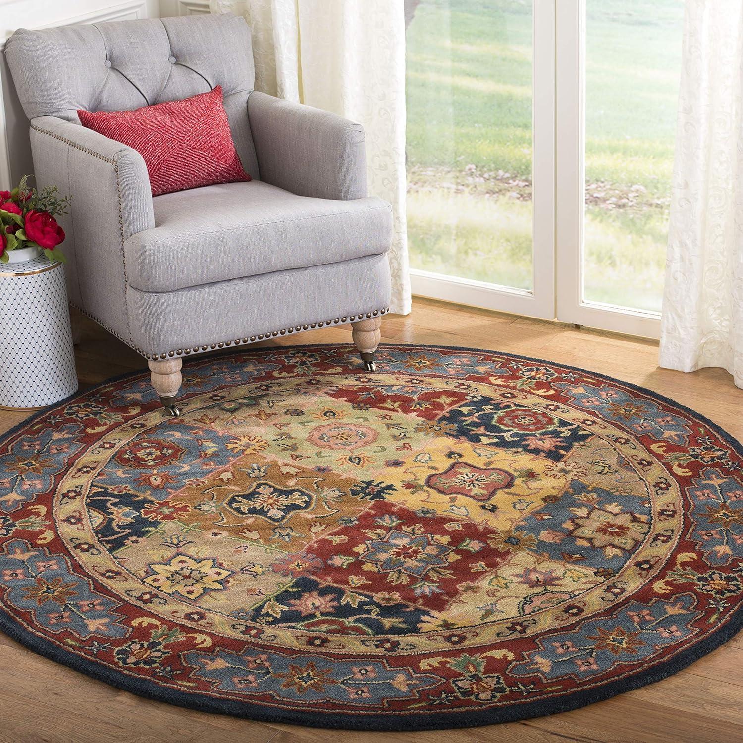 Heritage Red and Multi Wool 10' Round Handmade Rug