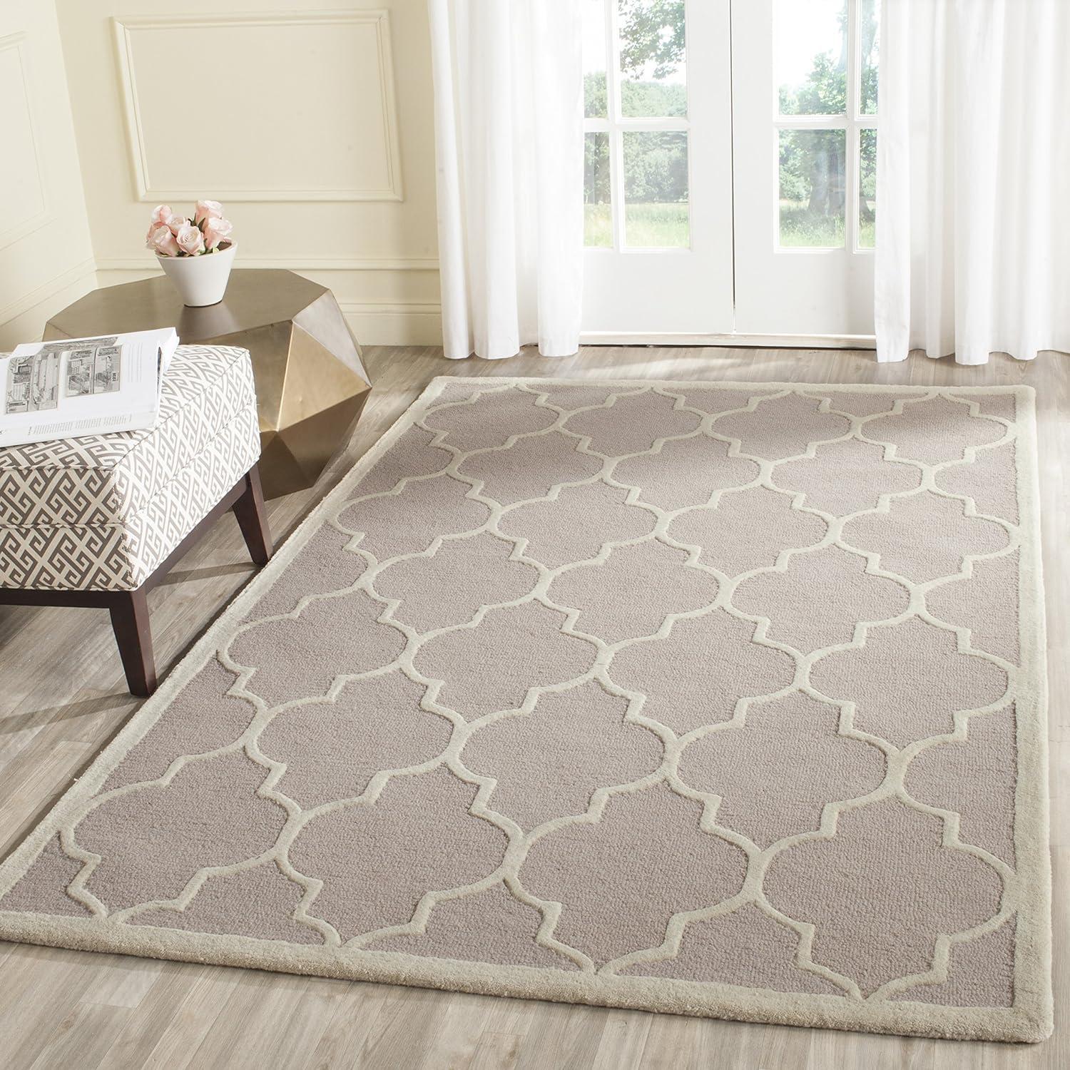 SAFAVIEH Cambridge Kevin Geometric Wool Area Rug, Beige/Ivory, 3' x 5'