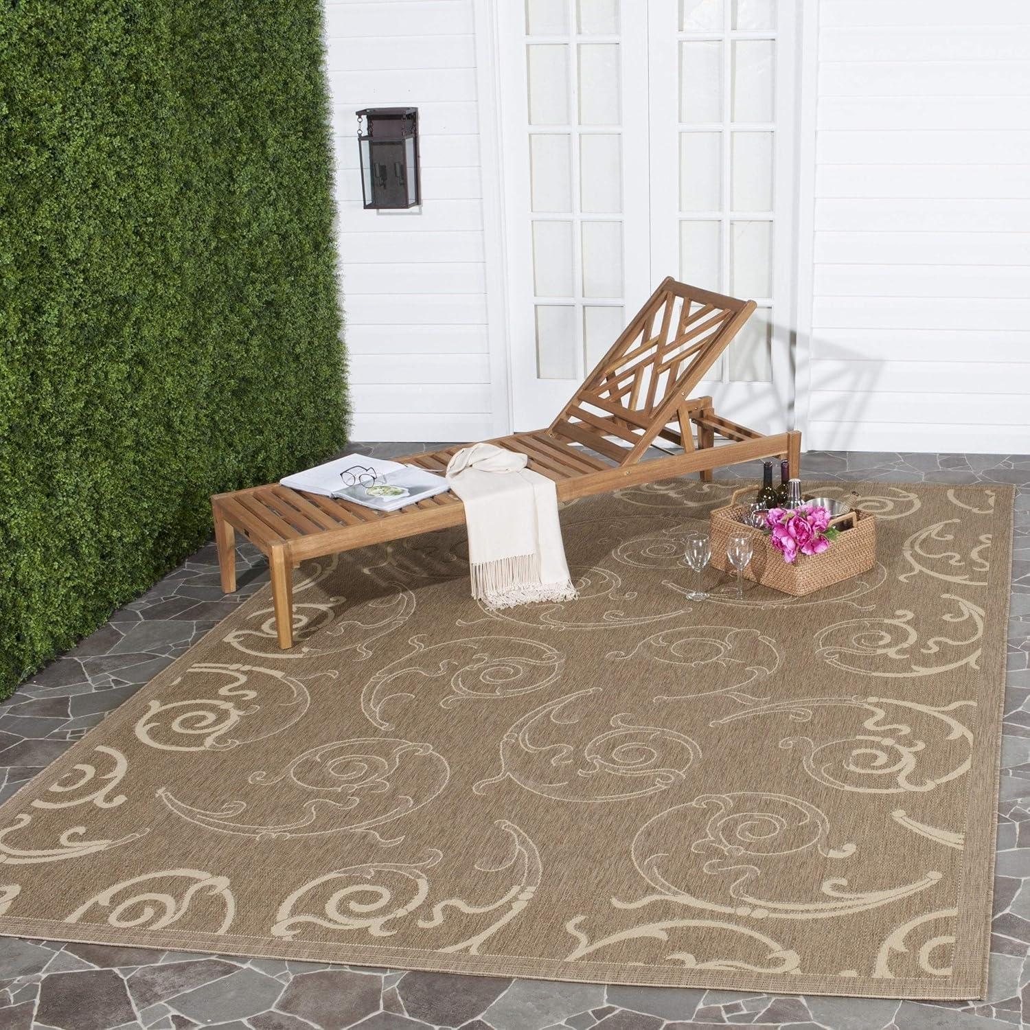 Reversible Brown/Natural Synthetic 95'' Square Area Rug