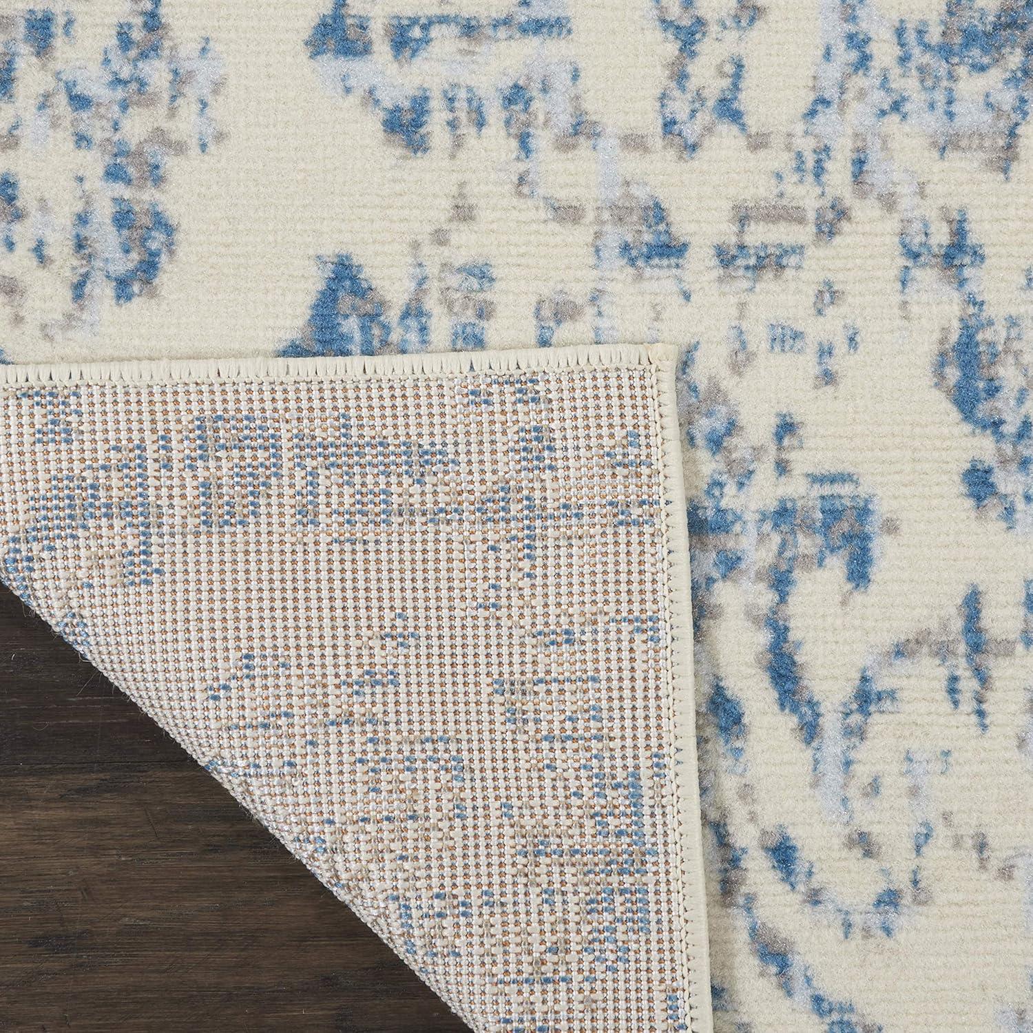 Jubilant JUB09 Area Rug Farmhouse Vintage Damask By Nourison Ivory Blue 3' x 5'