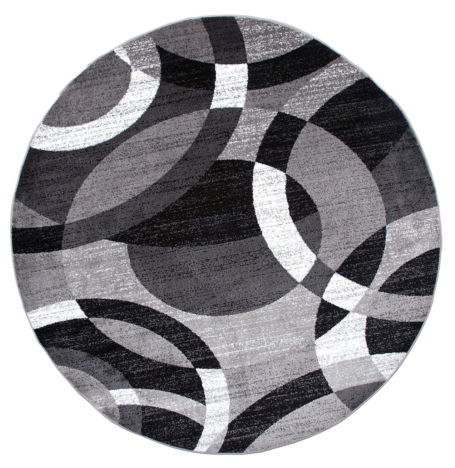 World Rug Gallery Geometric Circles Gray 6'6" Round Rug