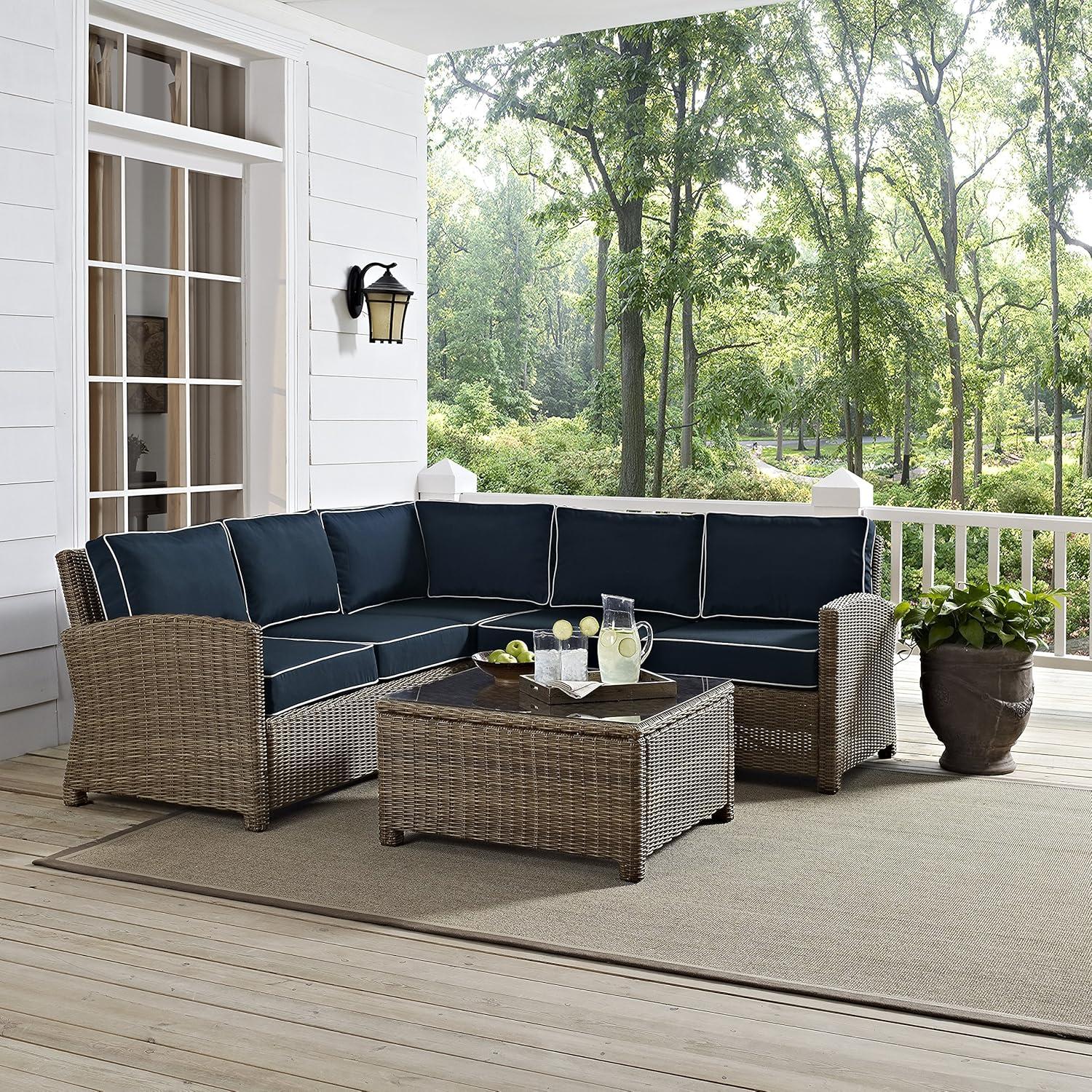 Bradenton 4-Piece Navy Cushions Steel Outdoor Sectional Set