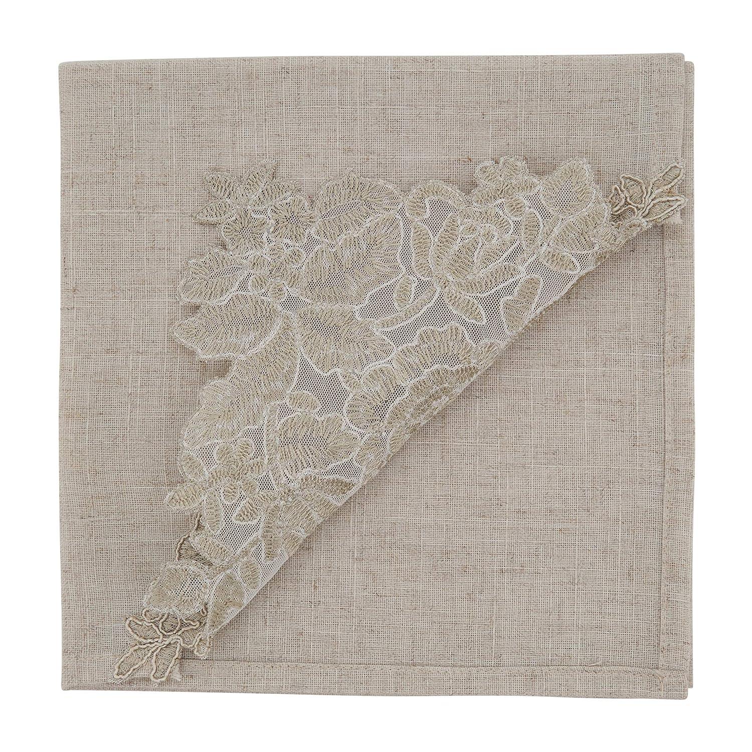 Saro Lifestyle Embroidered Design Lace Napkin and Placemat Set -  ( 1 placemat and 1 napkin)