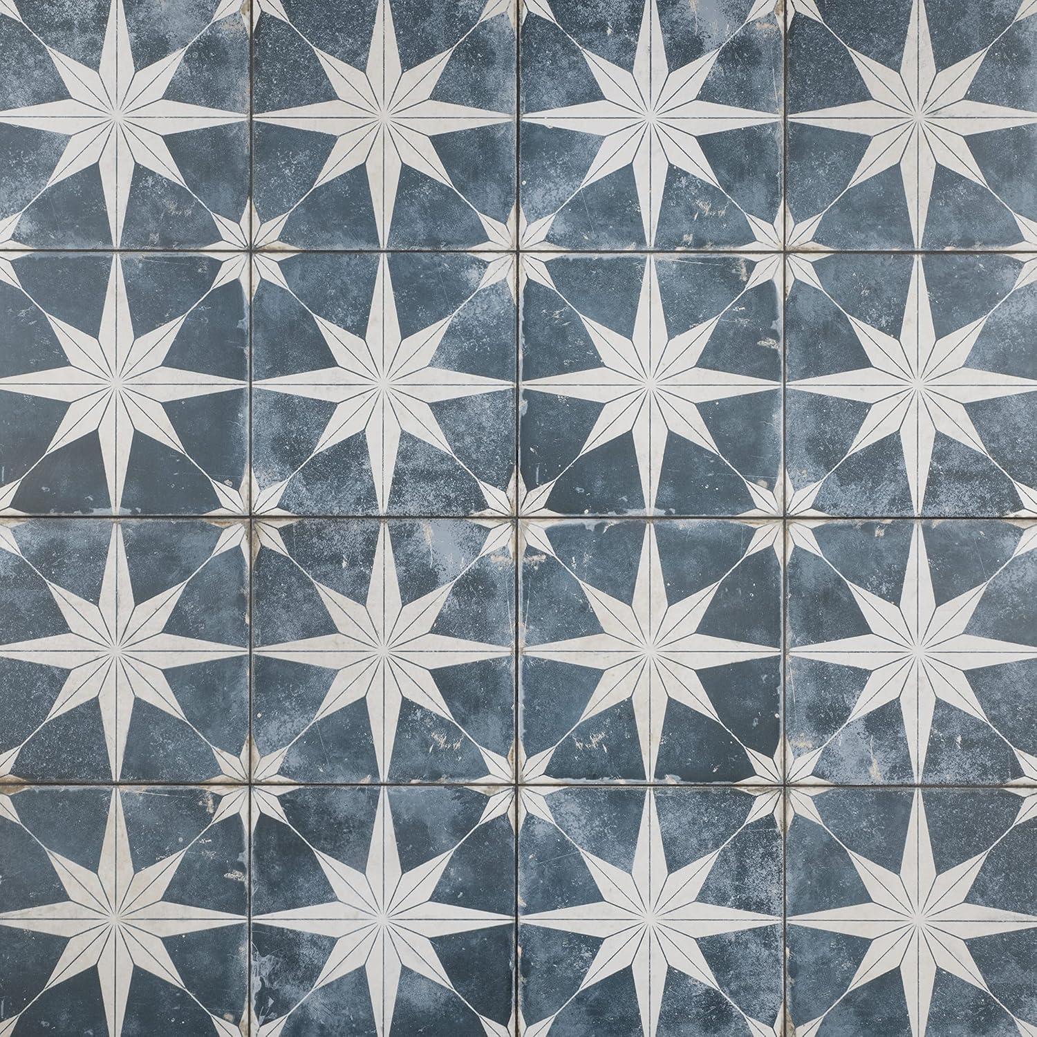 Kings Star Sky Blue and White Ceramic Floor and Wall Tile