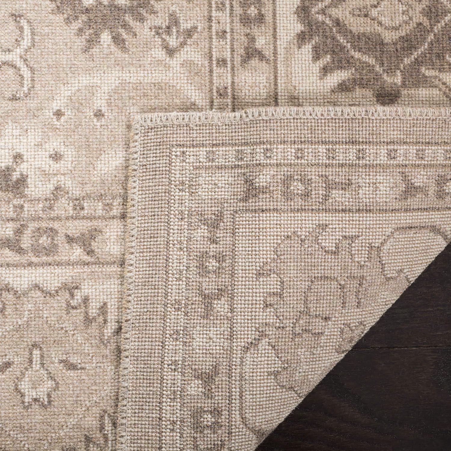 Taupe and Natural 3' x 5' Traditional Wool Blend Area Rug