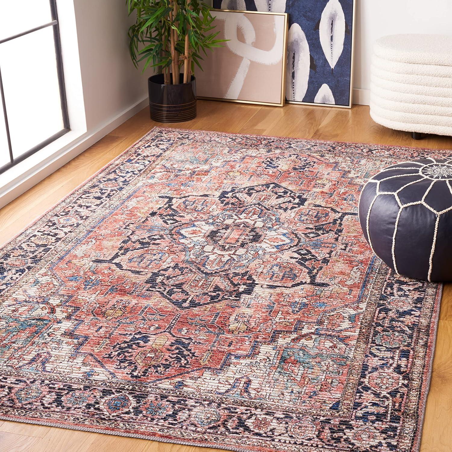 Serapi SEP624 Power Loomed Indoor Area Rug - Rust/Navy - 4'x6' - Safavieh