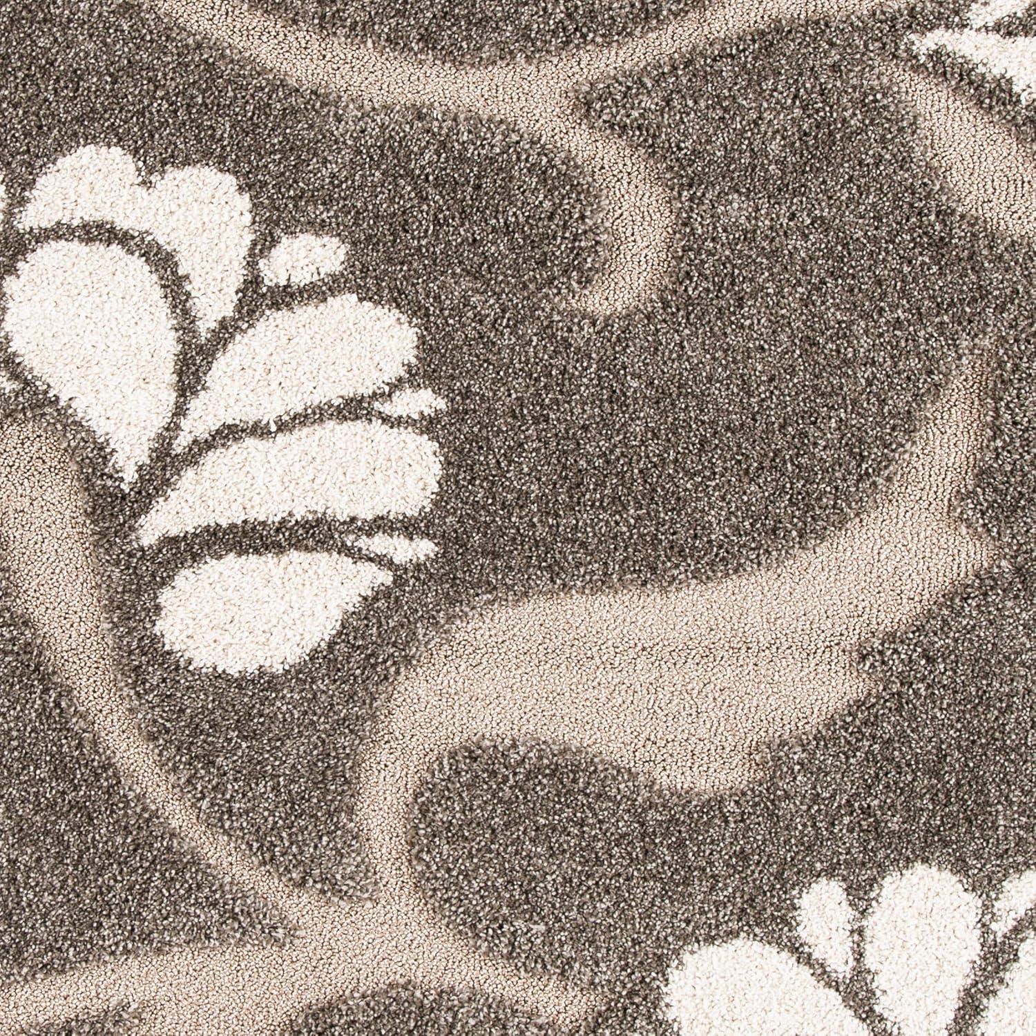 Florida Shag SG459 Power Loomed Indoor Area Rug - Smoke/Beige - 6'7" Round - Safavieh