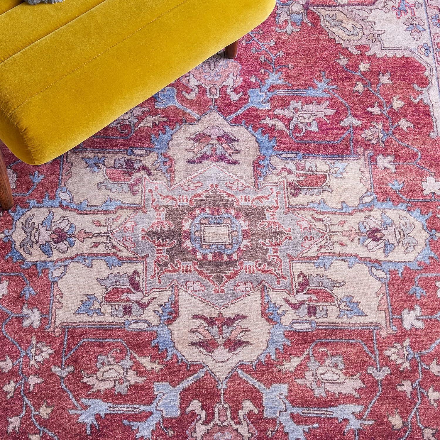 Tucson TSN106 Power Loomed Machine Washable Area Rug - Red/Beige - 6'6"x9' - Safavieh.