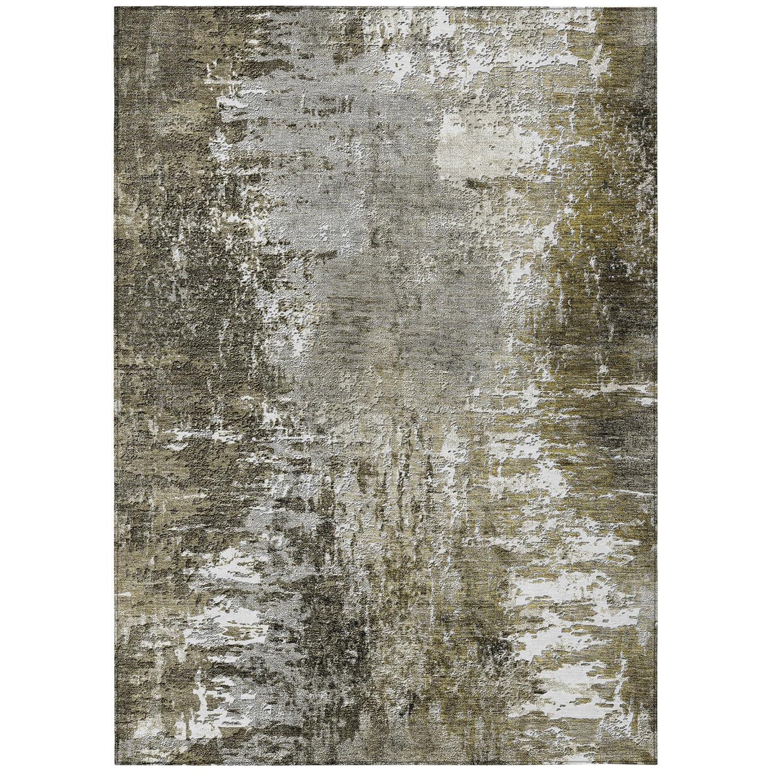 Taupe Synthetic Flat Woven Washable 5' x 7' Area Rug