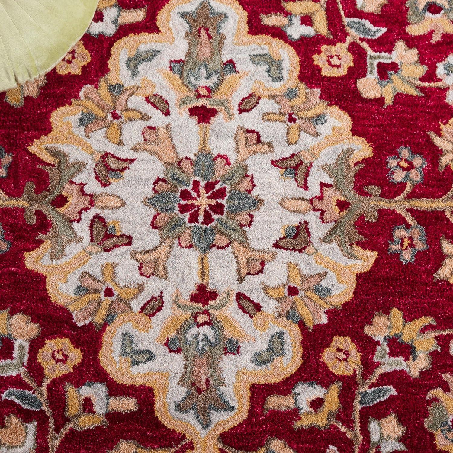 Blossom BLM862 Hand Hooked Area Rug - Beige/Multi - 6' Round - Safavieh.