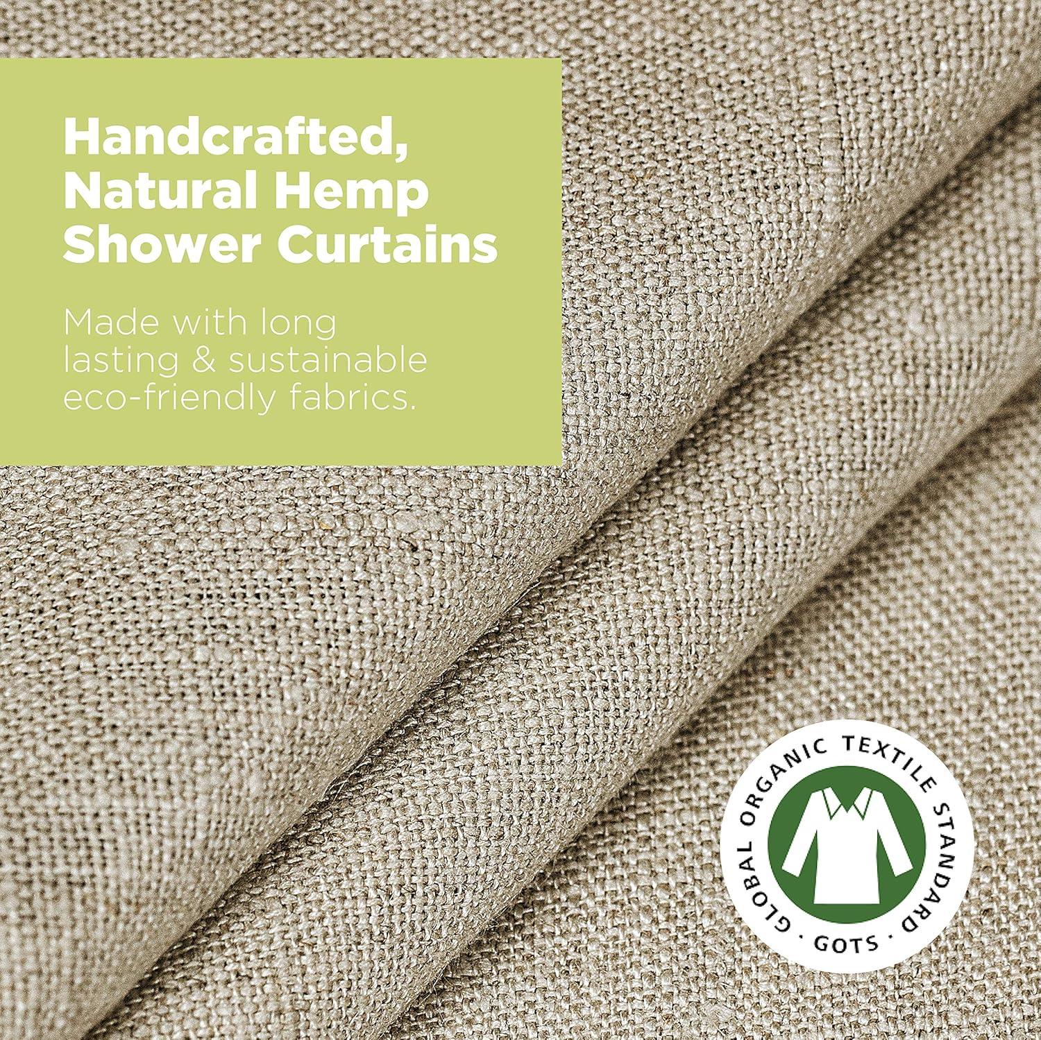 Natural Hemp 70x74" Stall Shower Curtain - Natural fabric Leakproof curtain for luxury bathroom decor - Natural