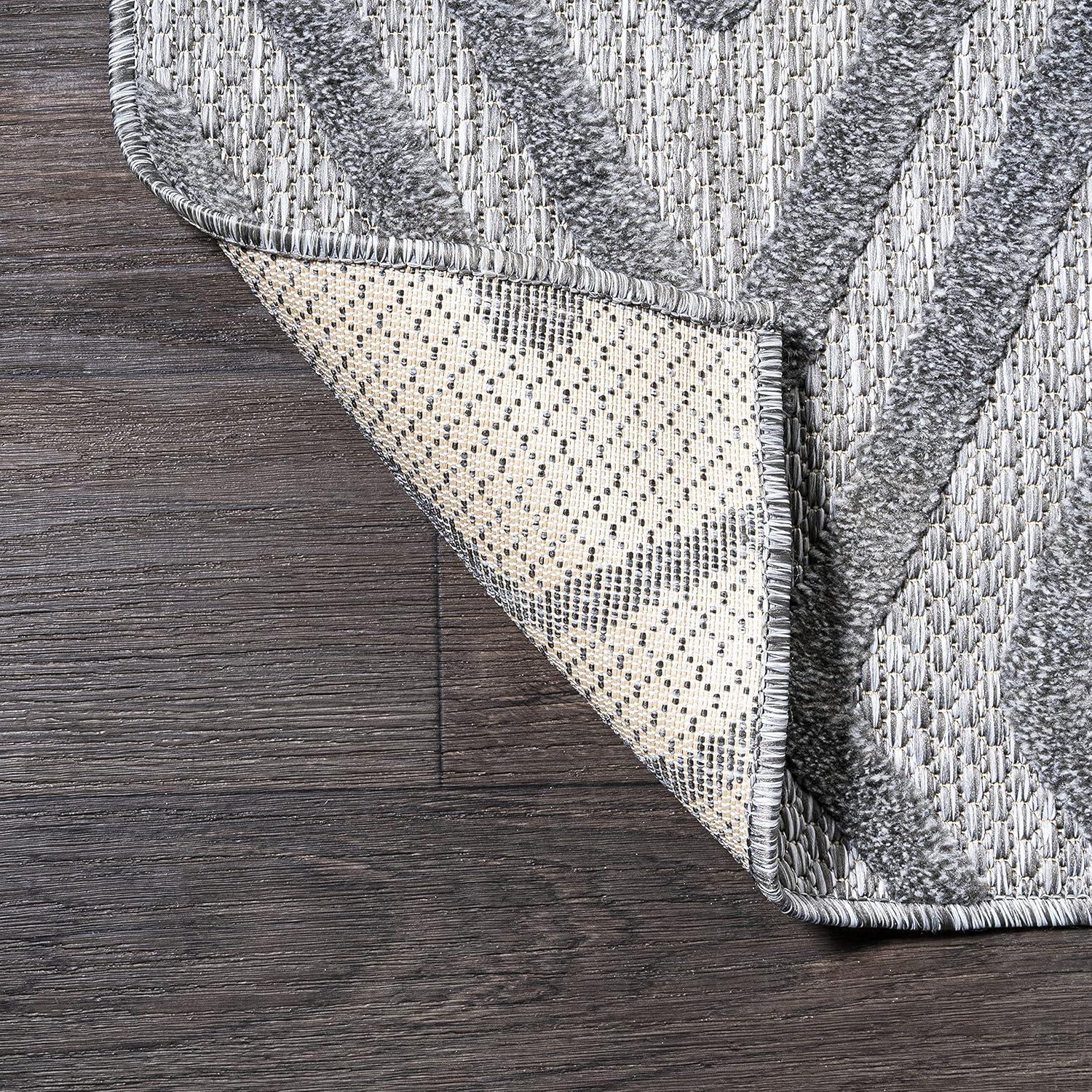 4'x6' Balansat Moroccan Diamond Indoor/Outdoor Area Rug, Dark Gray - JONATHAN Y