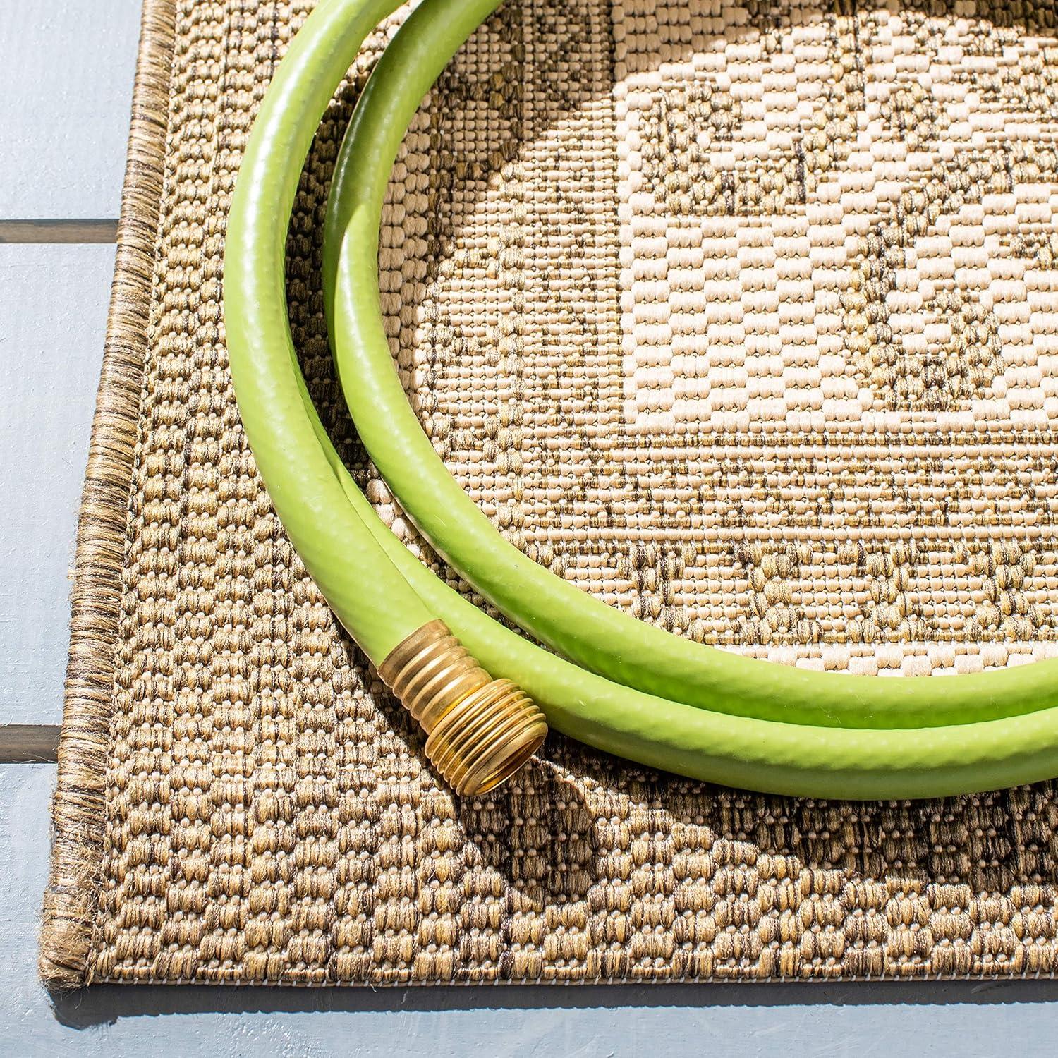 SAFAVIEH Courtyard Eva Oriental Indoor/Outdoor Area Rug, Natural/Brown, 6'7" x 9'6"