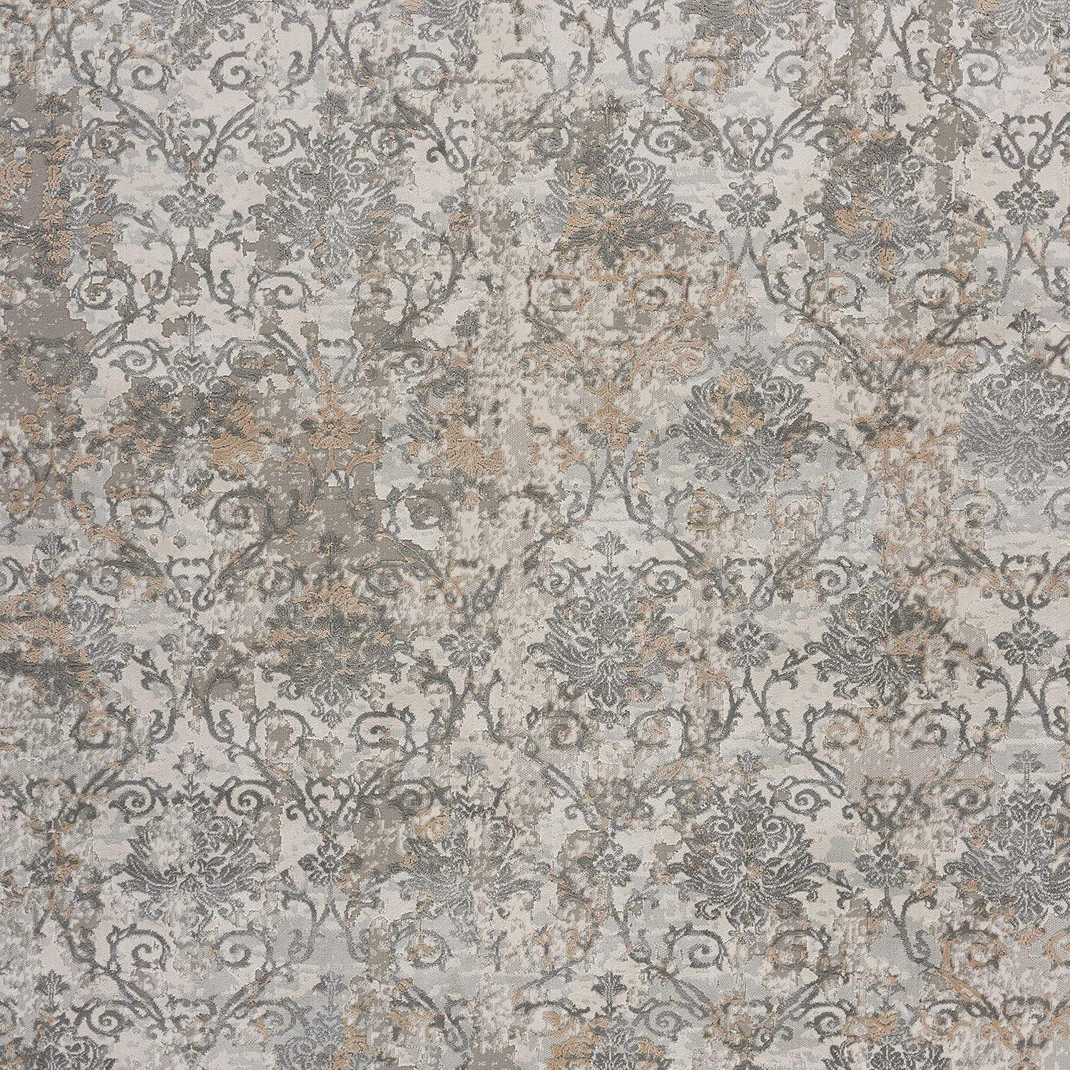 Cream and Taupe Hand-Knotted Synthetic Runner Rug, 2'2" x 7'7"