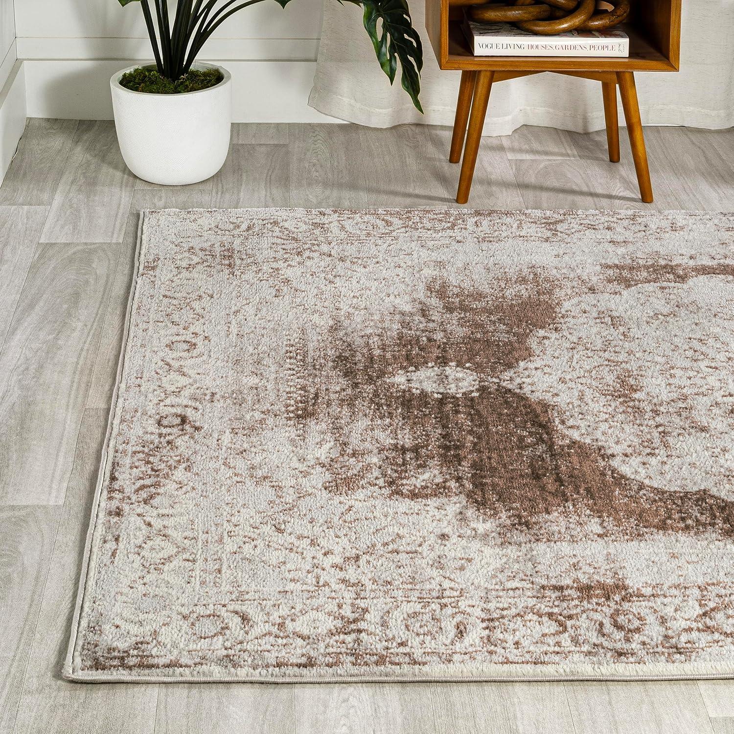 JONATHAN Y Rosalia Cottage Medallion Cream/Brown 8 ft. x 10 ft. Area Rug