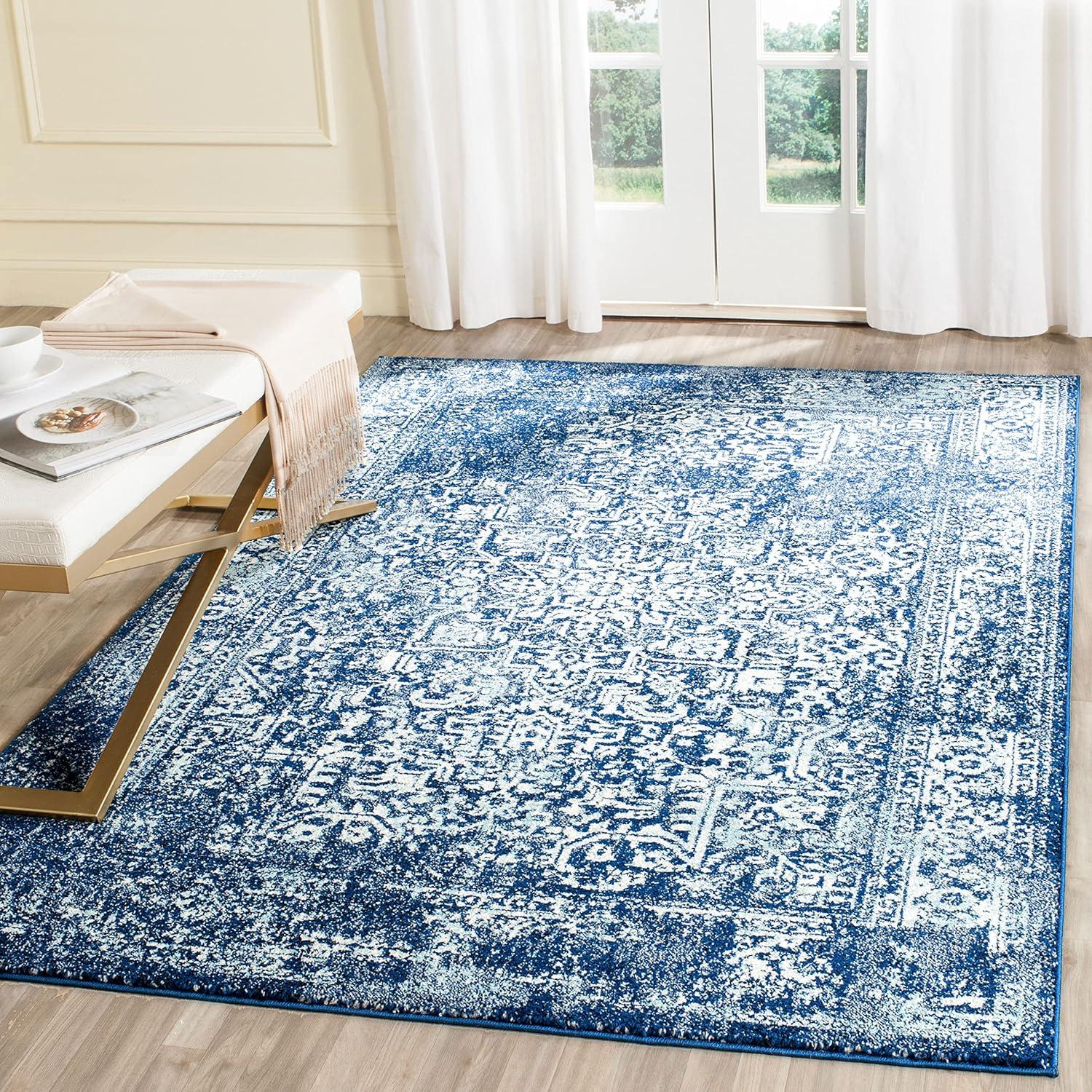 Evoke EVK256 Power Loomed Area Rug - Navy/Ivory - 5'3"x7'6" - Safavieh.