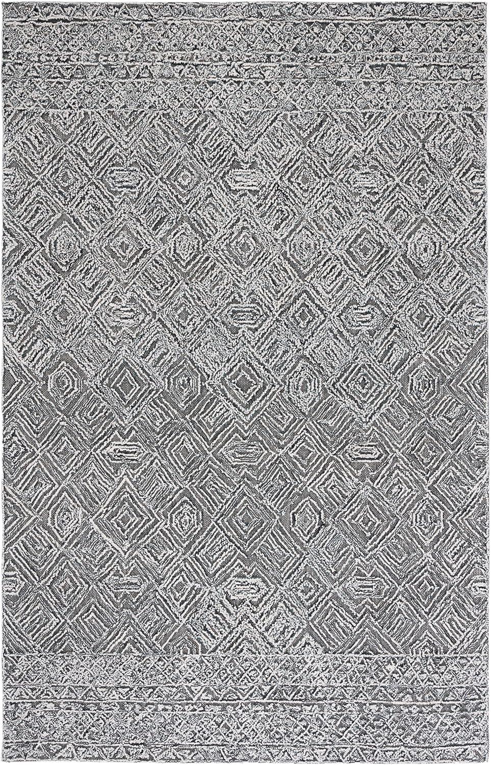 Textural TXT201 Hand Tufted Indoor Area Rug - Black/Ivory - 8'x10' - Safavieh