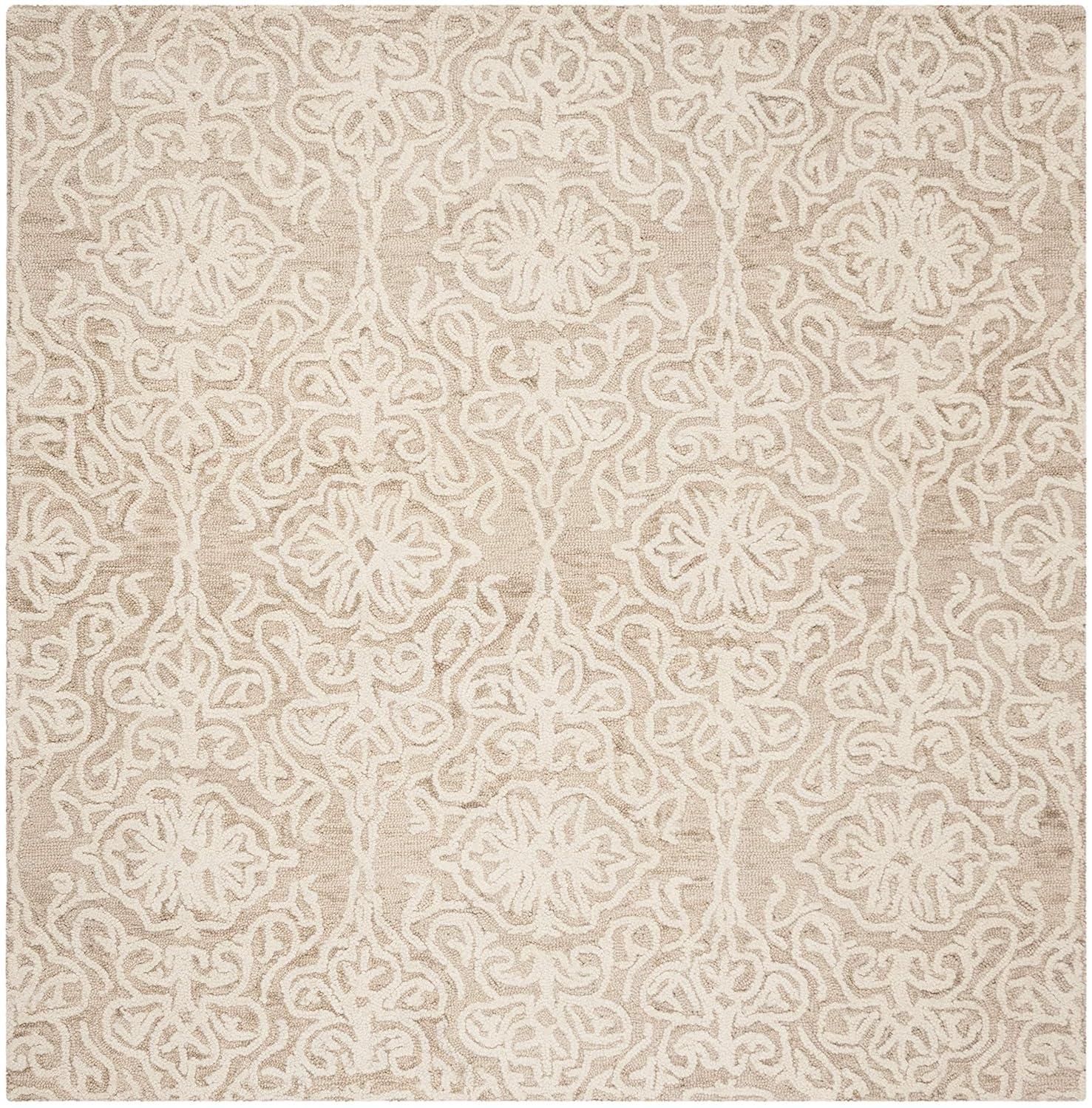 Blossom BLM112 Hand Tufted Indoor Area Rug - Beige/Ivory - 8'x8' - Safavieh