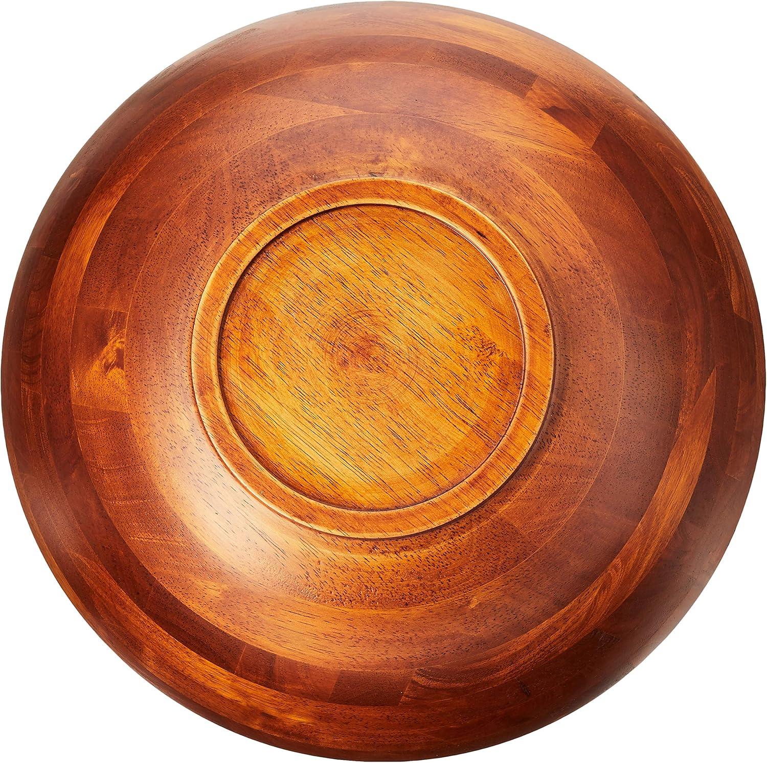 Large Cherry Finish Round Wooden Serving Bowl