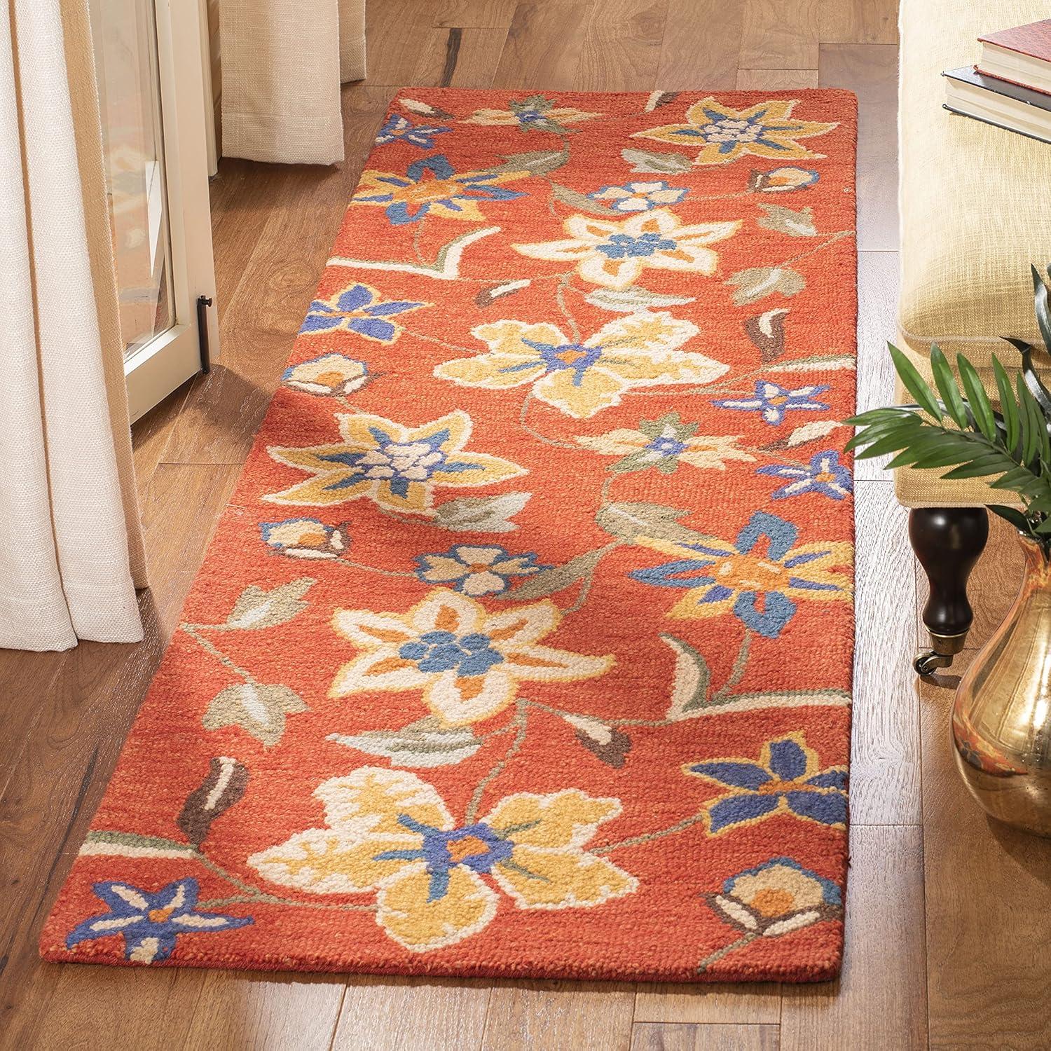 Blossom BLM673 Hand Hooked Runner Rug - Rust/Multi - 2'3"x8' - Safavieh.