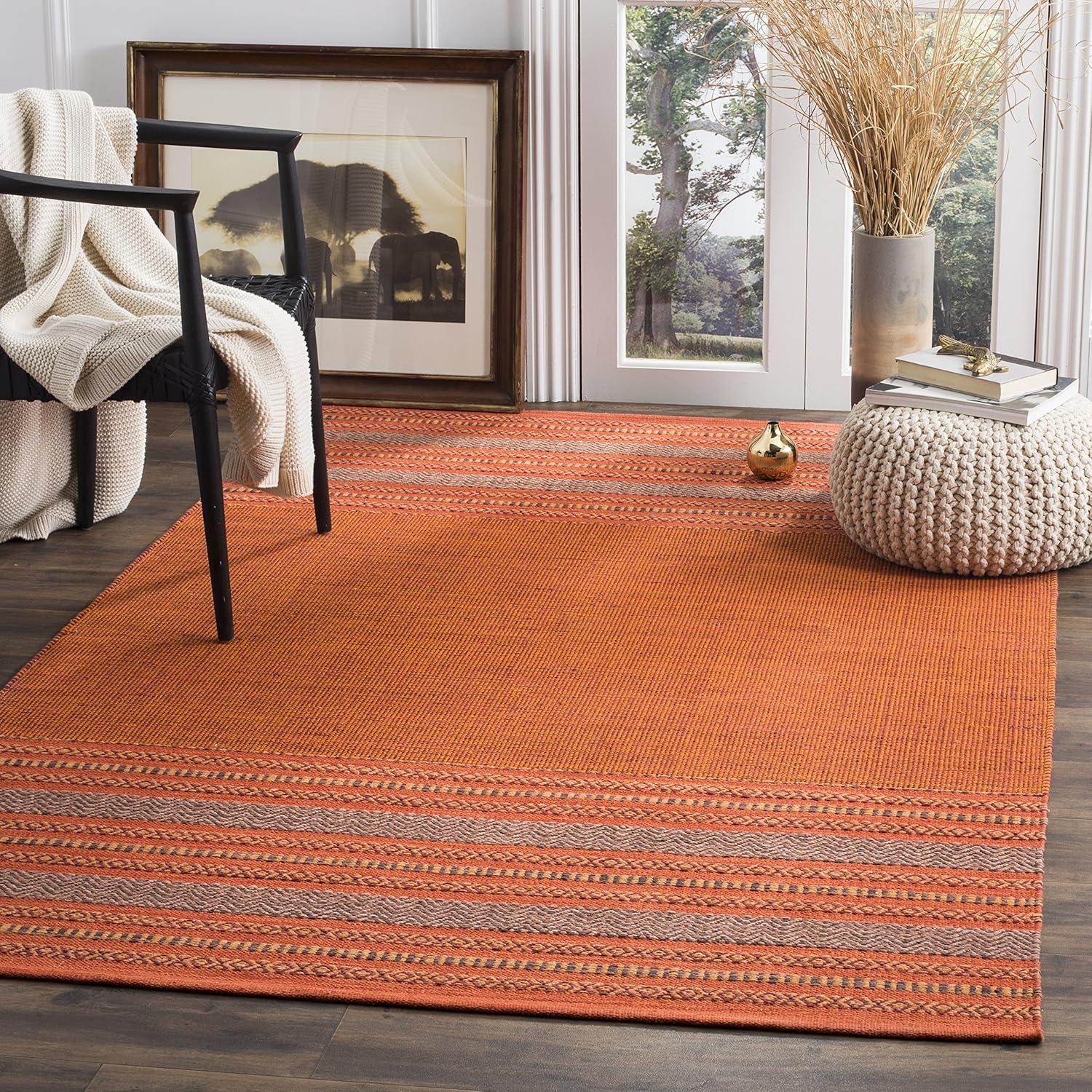 Montauk MTK214 Hand Woven Area Rug - Orange/Red - 6'x6' - Safavieh.