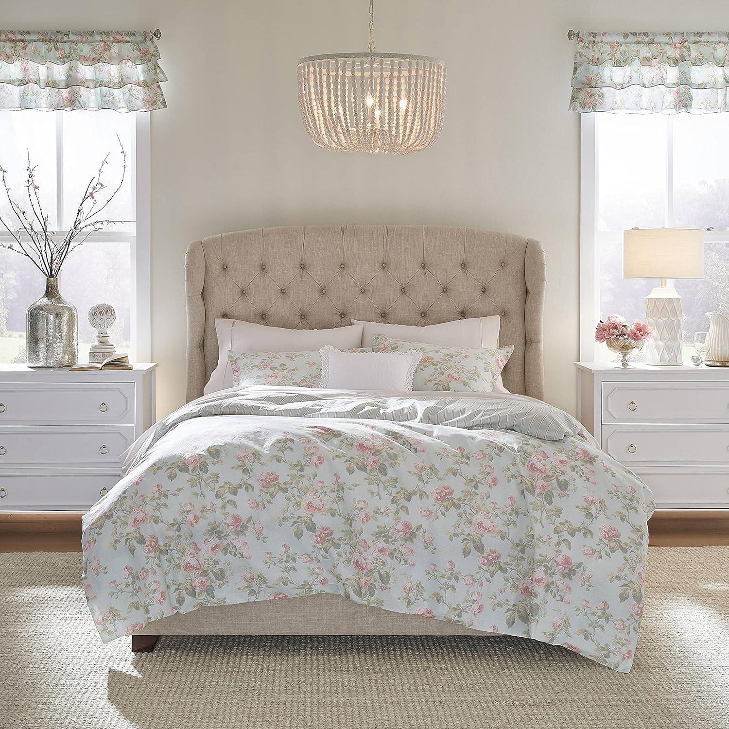 Madelynn Blue Cotton Floral Full Bedspread Cover Set