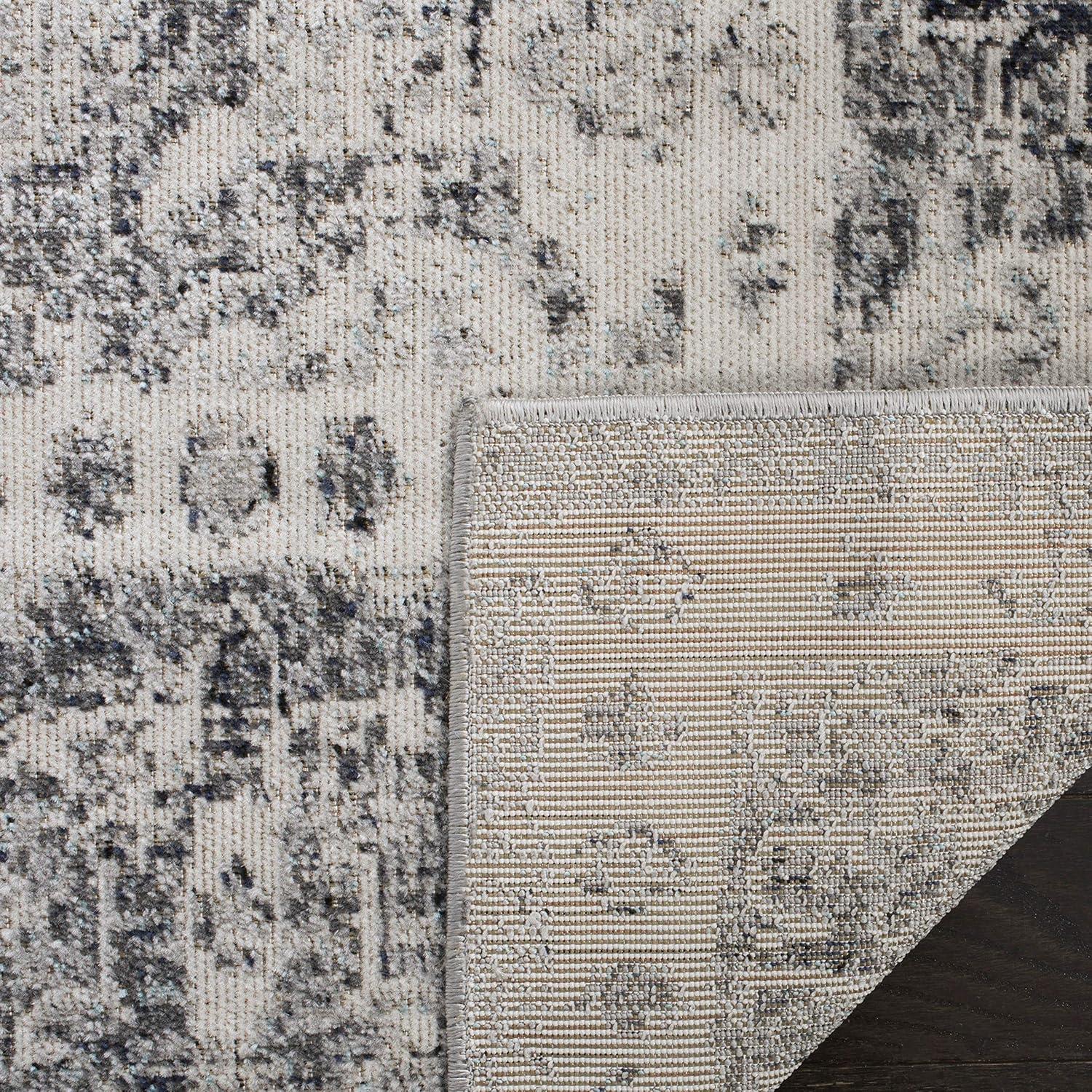 Montage MTG308 Power Loomed Indoor/Outdoor Accent Rug - Grey/Ivory - 4'x6' - Safavieh