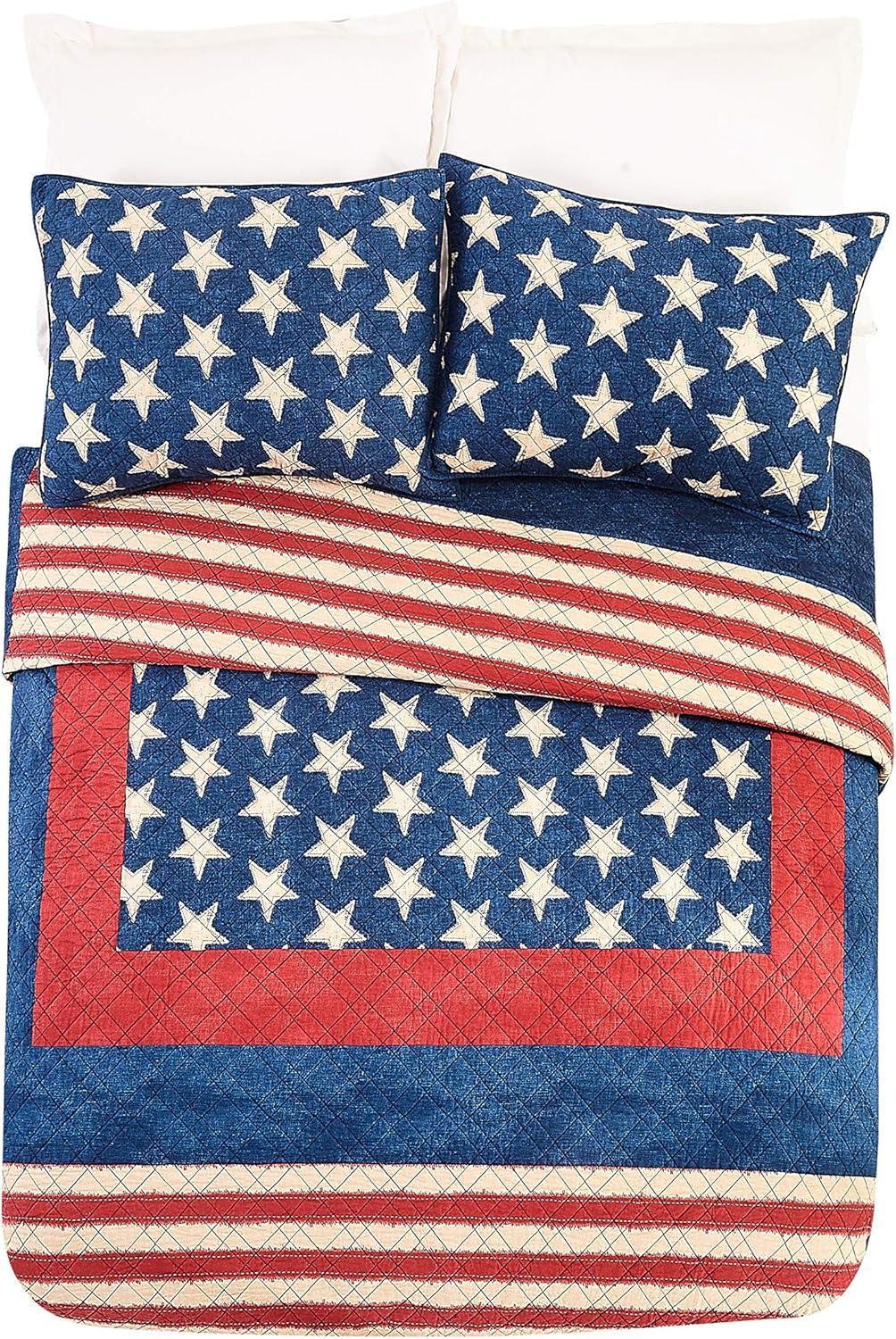 3pc Americana Patch Quilt Set Blue/Red - Modern Heirloom