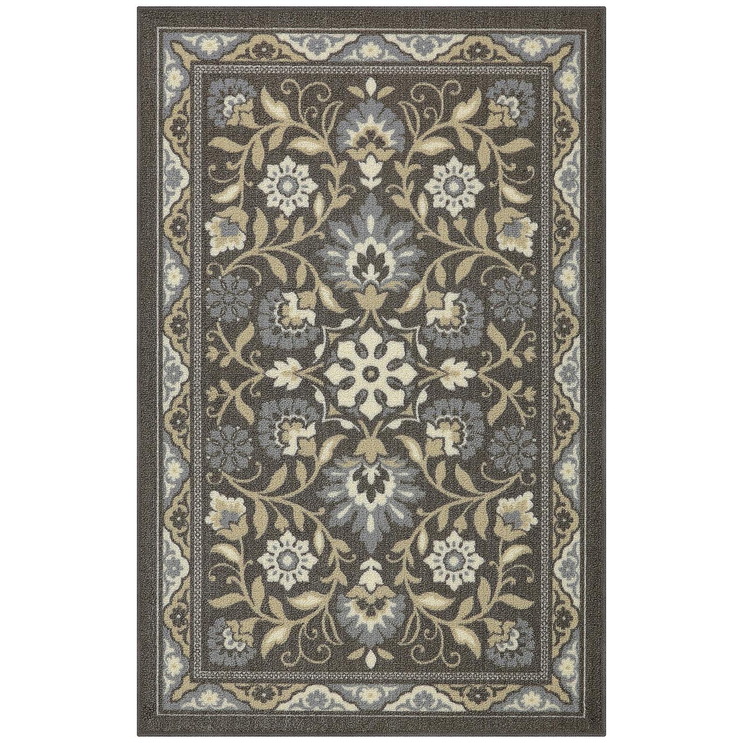 Maples Rugs Florence Traditional Swirl Gray Washable Entryway Area Rug, 2'6 x 3'10
