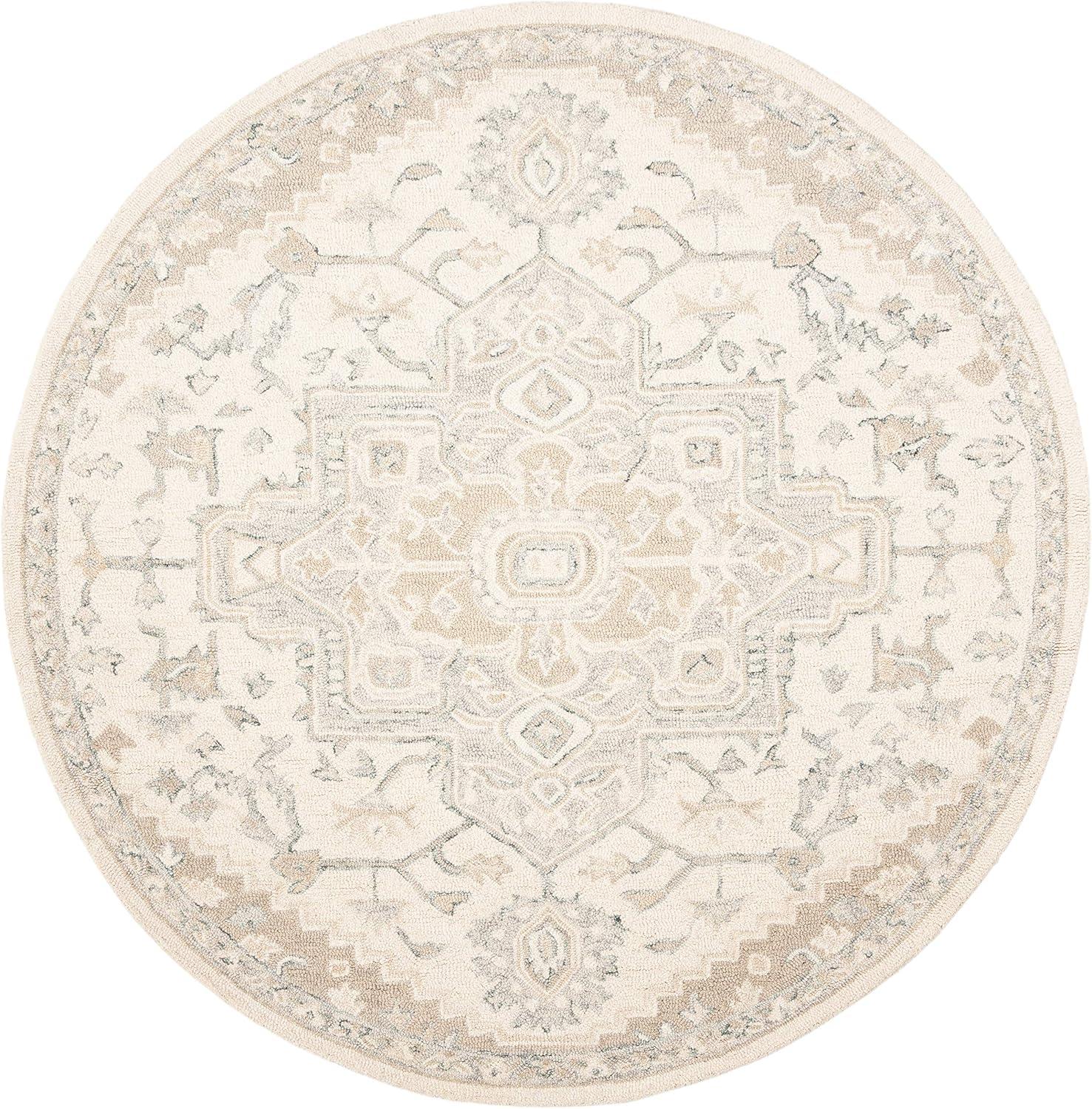 Micro-Loop MLP503 Hand Tufted Indoor Accent Rug - Ivory/Beige - 3' Round - Safavieh