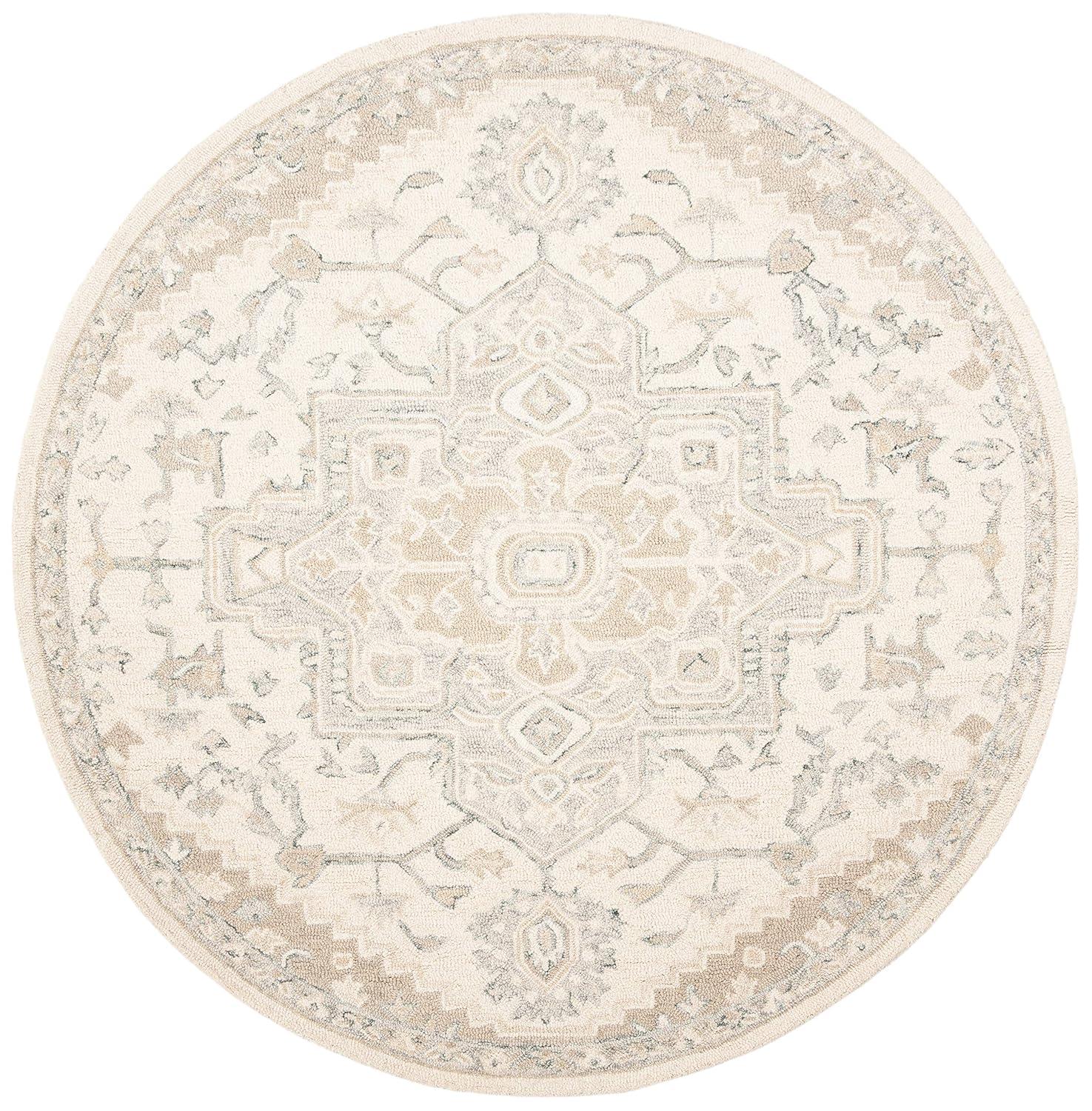 Micro-Loop MLP503 Hand Tufted Indoor Accent Rug - Ivory/Beige - 3' Round - Safavieh
