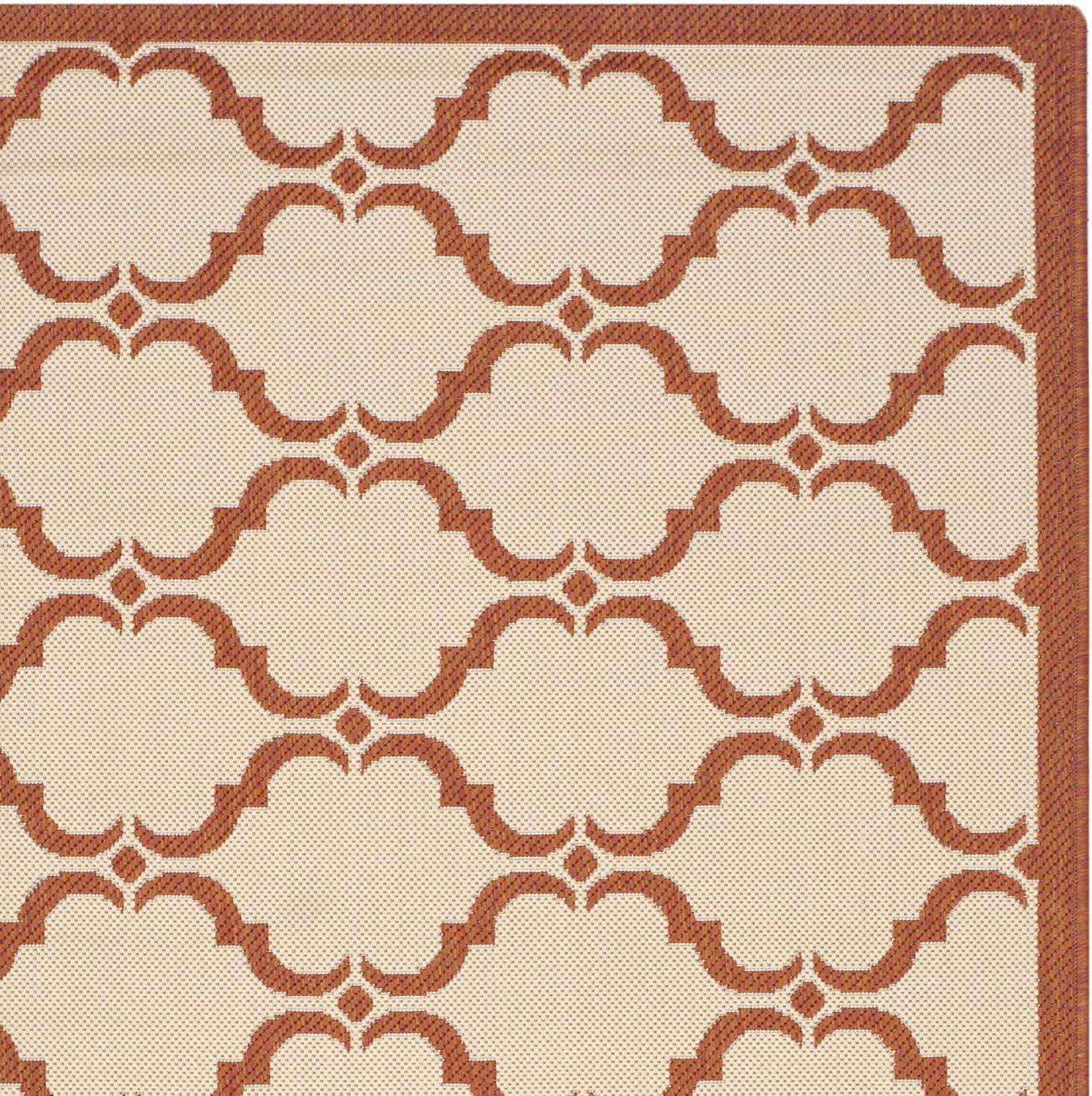 SAFAVIEH Courtyard Collection Accent Rug - 4' x 5'7", Beige & Terracotta, Trellis Design, Non-Shedding & Easy Care, Indoor/Outdoor & Washable-Ideal for Patio, Backyard, Mudroom (CY6009-231)