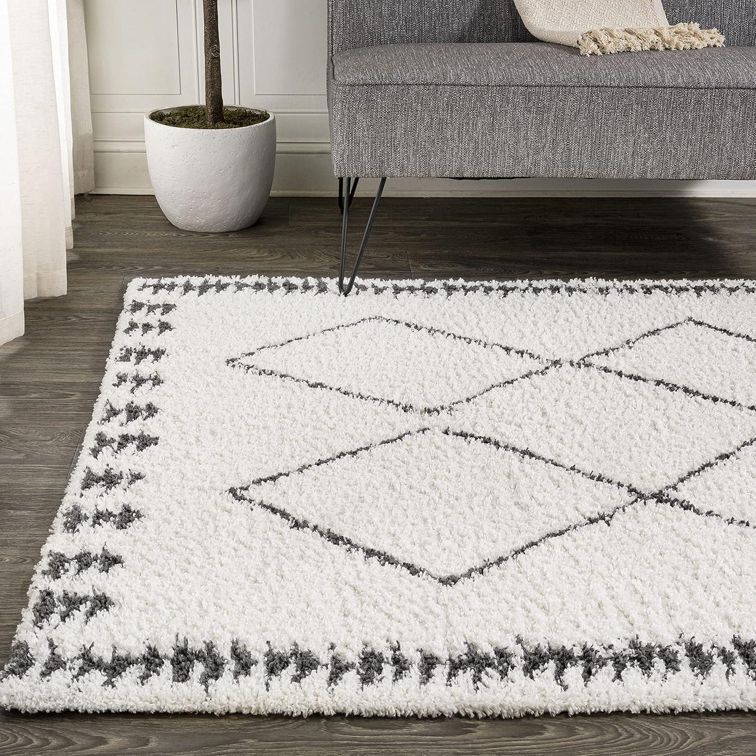 Calvia Moroccan Diamond Shag Area Rug  - JONATHAN Y